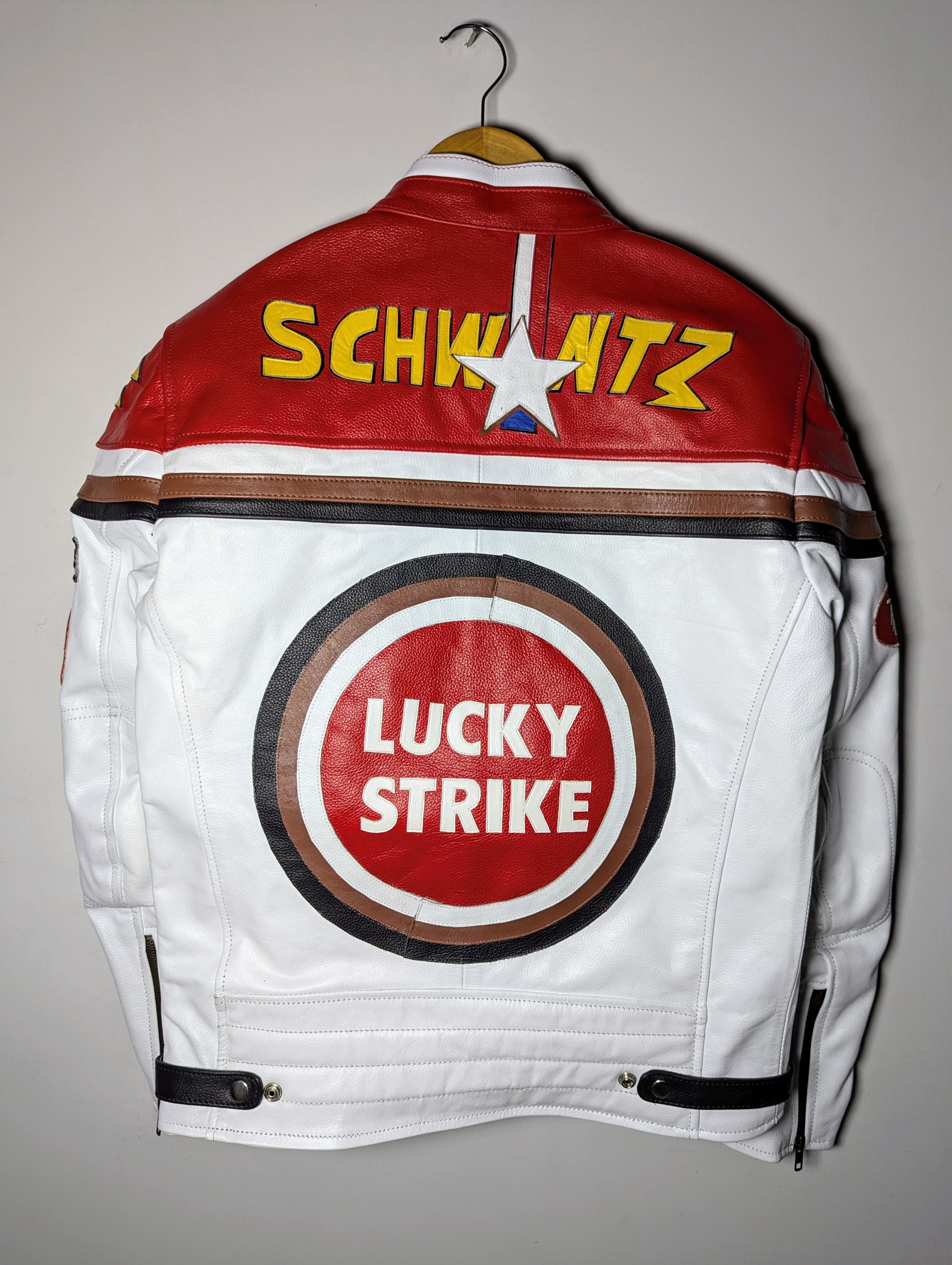 Vintage 💦 LUCKY STRIKE 💥 RARE VINTAGE LEATHER JACKET Size L / US 10 / IT 46 - 2 Thumbnail