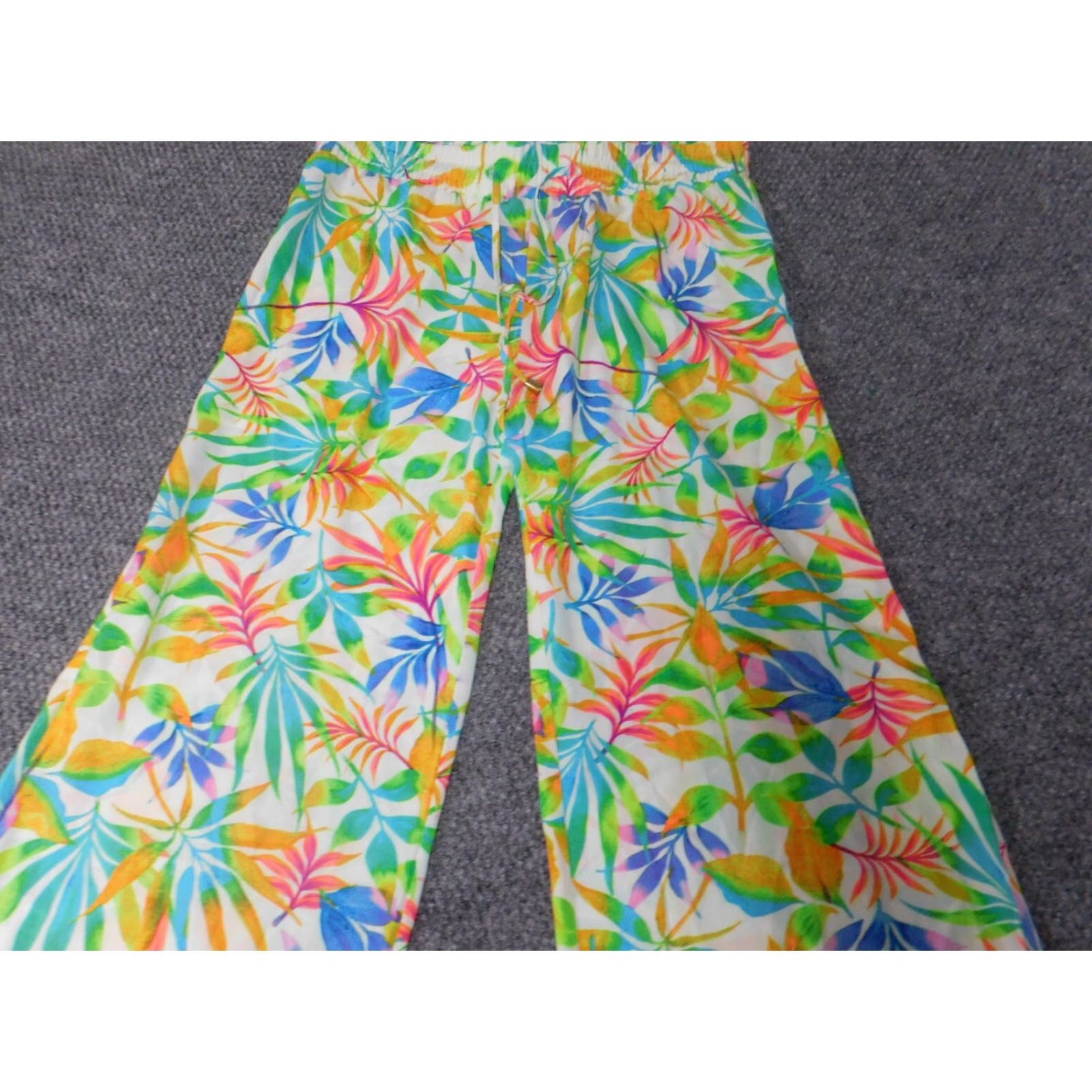 HARE Ashley Womens Pants L Green Floral Straight Harem Casual Pockets Zip Size 36" / US 14 / IT 50 - 5 Thumbnail