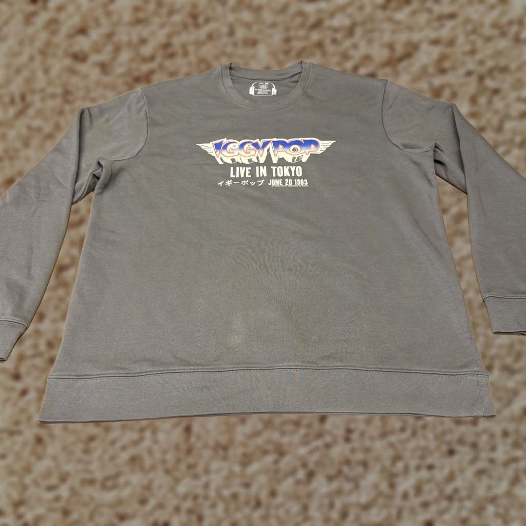 Lee Lee Sweatshirt Mens XL Gray Iggy Pop Live In Tokyo 1983 Graphic Rock Music Shirt Size US XL / EU 56 / 4 - 1 Thumbnail
