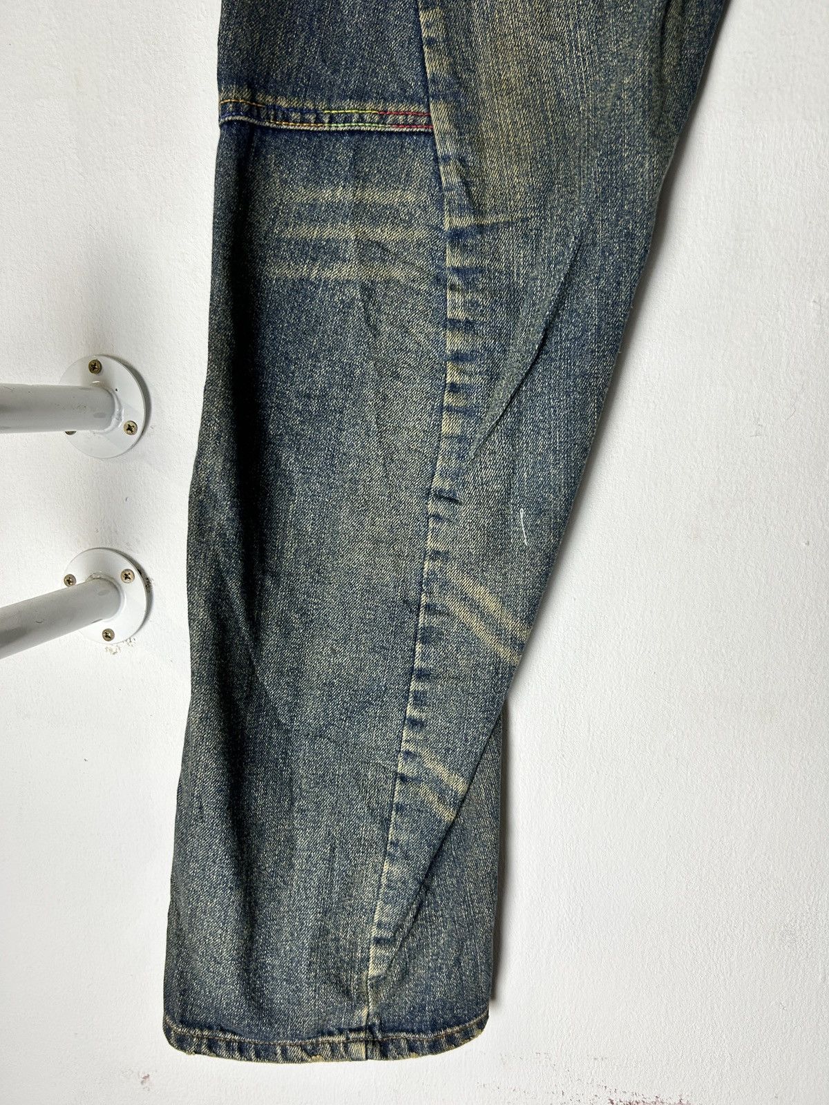 Japanese Brand Breath Mint Double Waist Jeans Sick Faded Bondage Punk Size US 33 - 2 Thumbnail