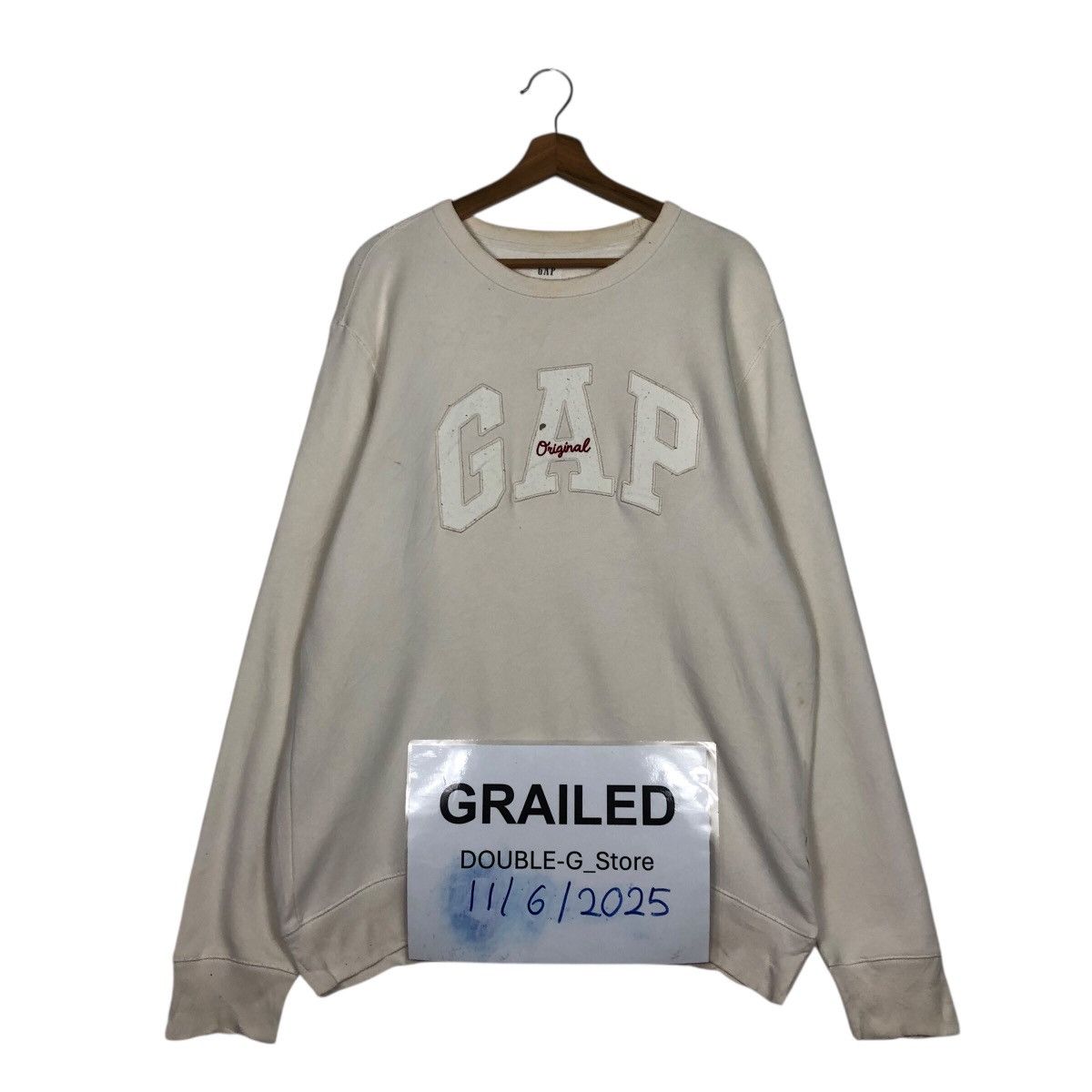 Japanese Brand GAP Original Spellout Crewneck Sweatshirt Cream Beige Size US L / EU 52-54 / 3 - 1 Thumbnail