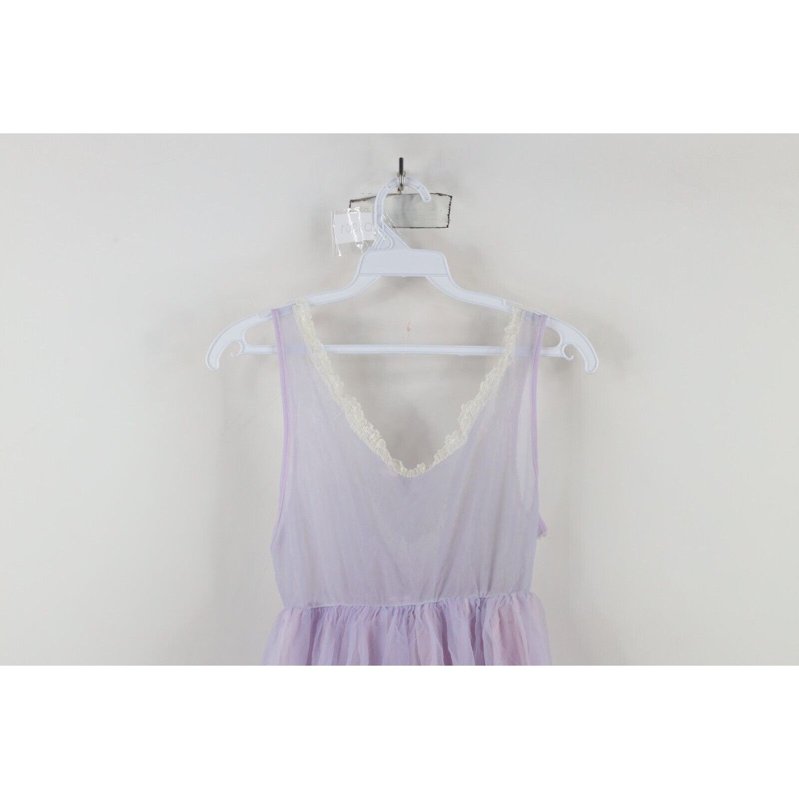 Vintage Vintage 60s 70s Baby Doll Chiffon Lace Flower Night Gown Size M / US 6-8 / IT 42-44 - 19 Thumbnail