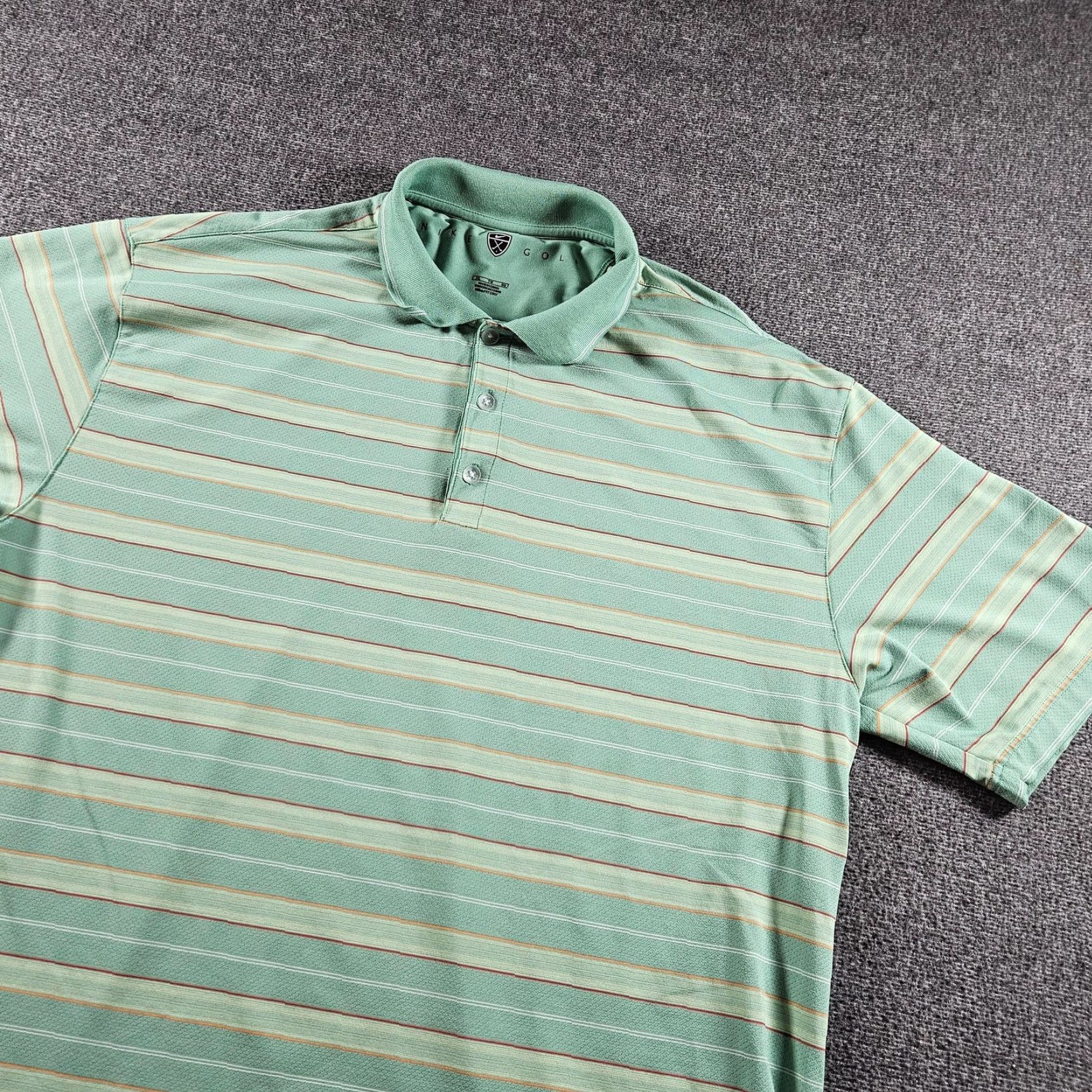 Nike Nike Golf Polo Shirt Mens XL Green Stripe Nike Fit Dry Short Sleeve Performance Size US XL / EU 56 / 4 - 2 Thumbnail