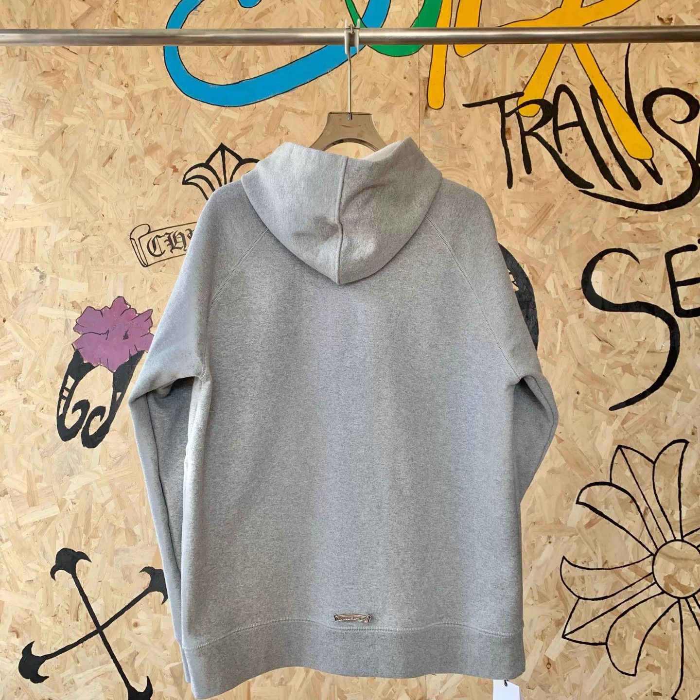 Chrome Hearts Chrome Hearts New Gray Hoodie w/ Black Cross Leather Sleeves Size US XL / EU 56 / 4 - 6 Thumbnail