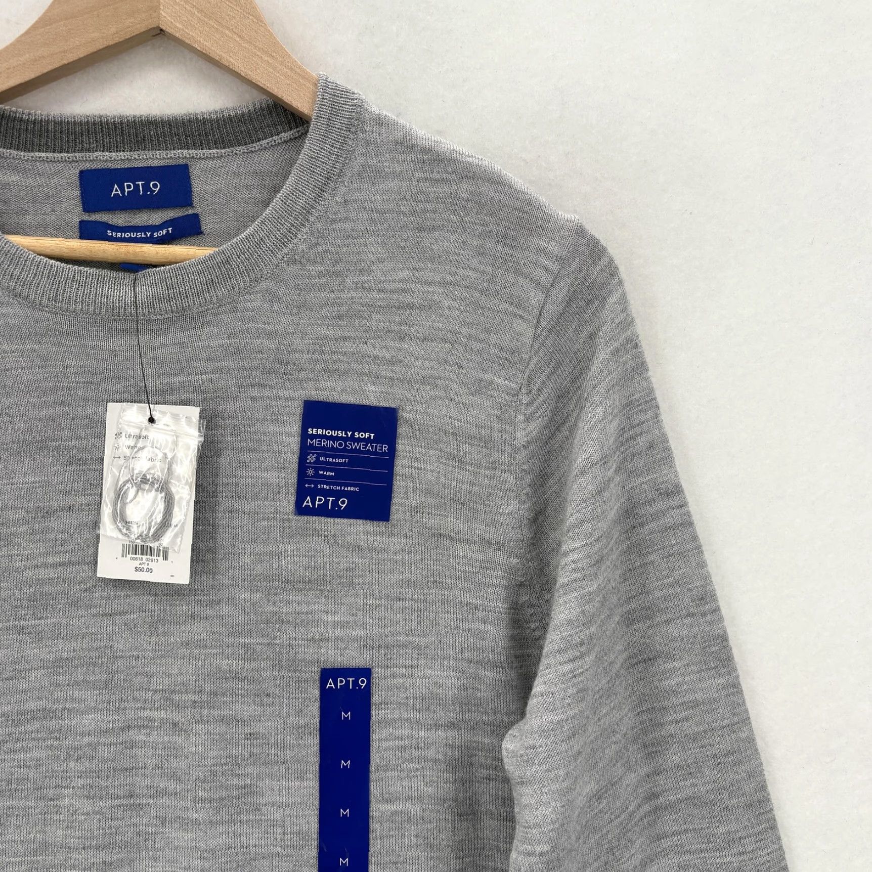 Apt. 9 APT.9 Merino Sweater Mens M Gray Seriously Soft Crewneck Knit Pullover NWT Clothing Knitwear Casual Size US M / EU 48-50 / 2 - 2 Thumbnail