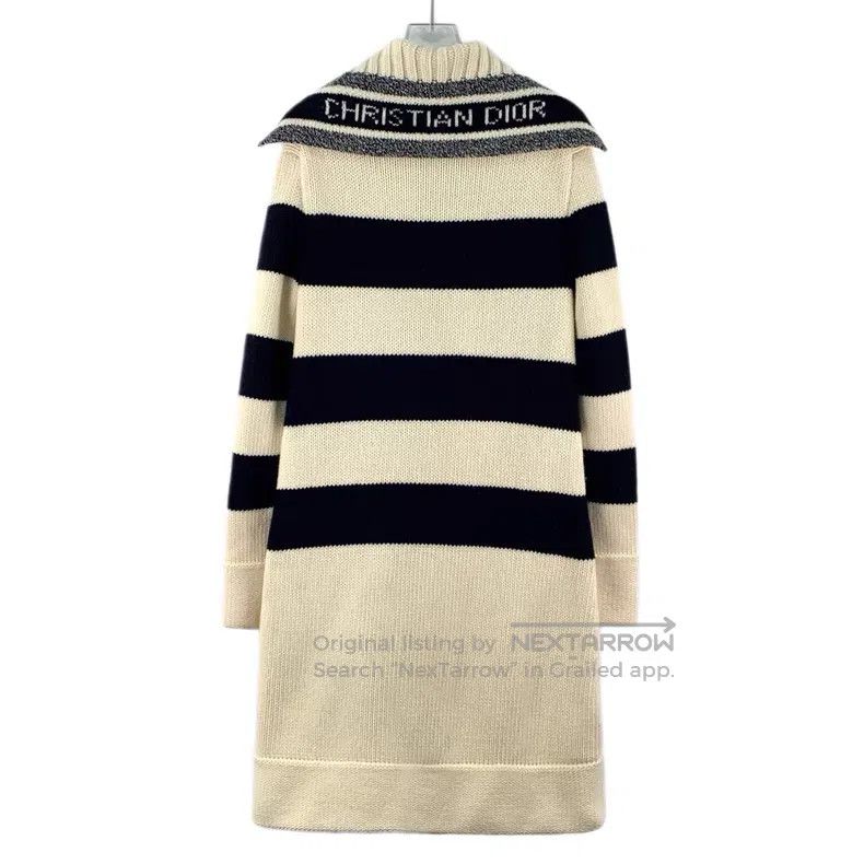 Dior Dior Color-blocked striped horn buckle wool navy collar lo Size XXS / US 00 / IT 34 - 2 Thumbnail