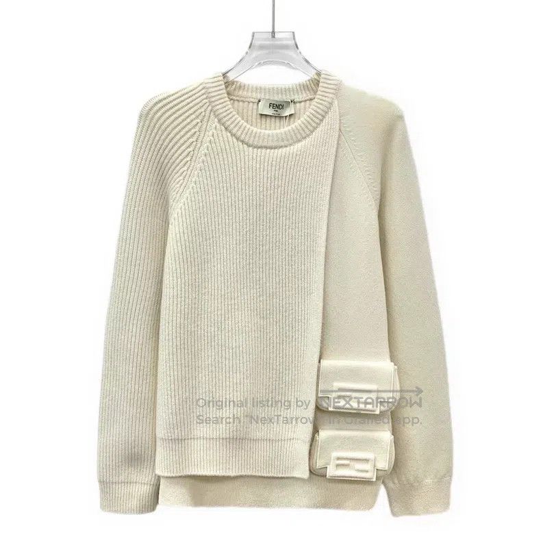 Fendi Fendi Beige Logo Pocket Relief, Silk Round Neck Long Sleev Size S / US 4 / IT 40 - 1 Thumbnail