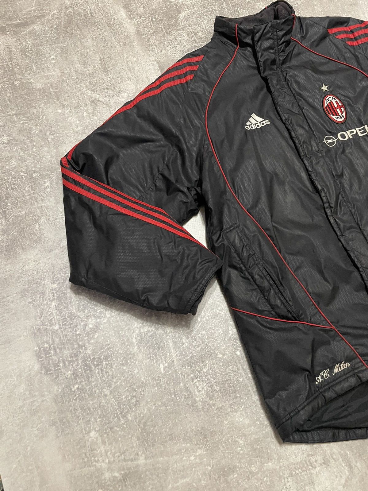 Adidas × Vintage Vintage Adidas AC Milan Soccer Jacket Parka Logo Opel Size US S / EU 44-46 / 1 - 5 Thumbnail