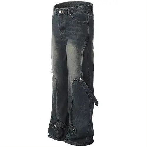 VIBE Design Hip Hop Baggy Washed Retro Loose Jeans y2k Size US 35 - 2 Thumbnail