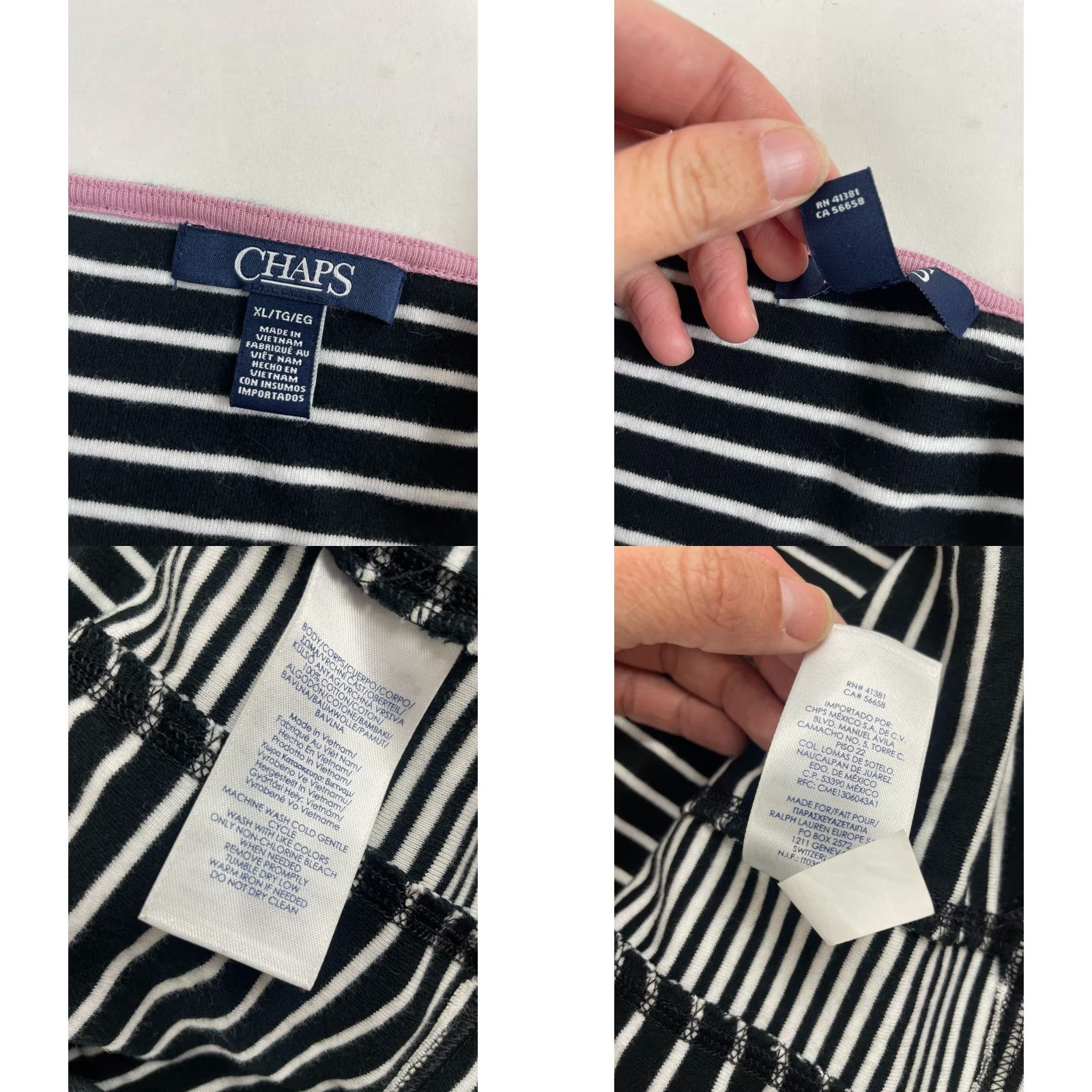 Chaps Chaps Shirt Women's XL Navy Blue White Striped Boat Neck Long Sleeve T-Shirt Shirt Casual Womens Size XL / US 12-14 / IT 48-50 - 8 Thumbnail
