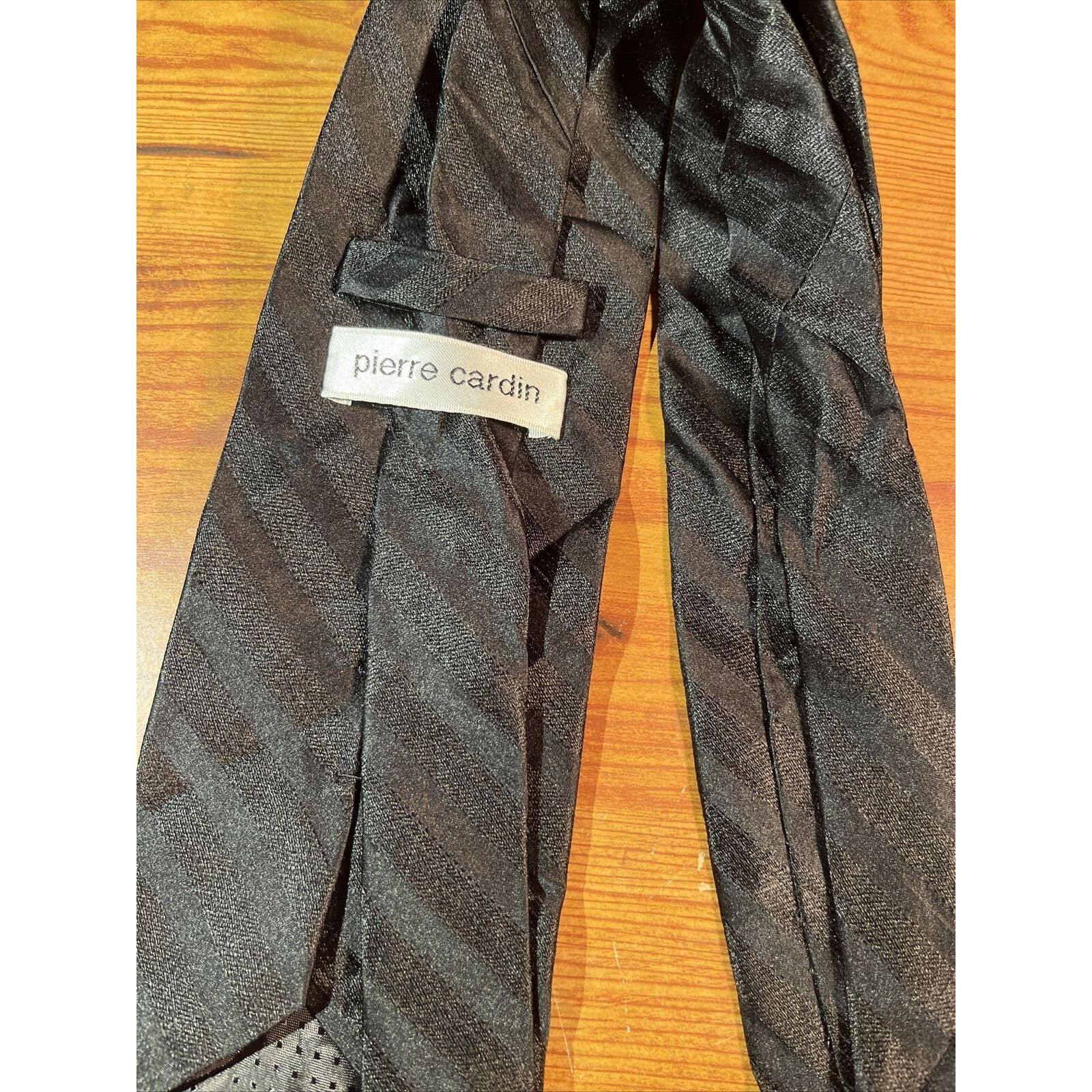 Pierre Cardin Pierre Cardin Men’s Black Silver Striped Silk Designer Tie Size ONE SIZE - 6 Thumbnail