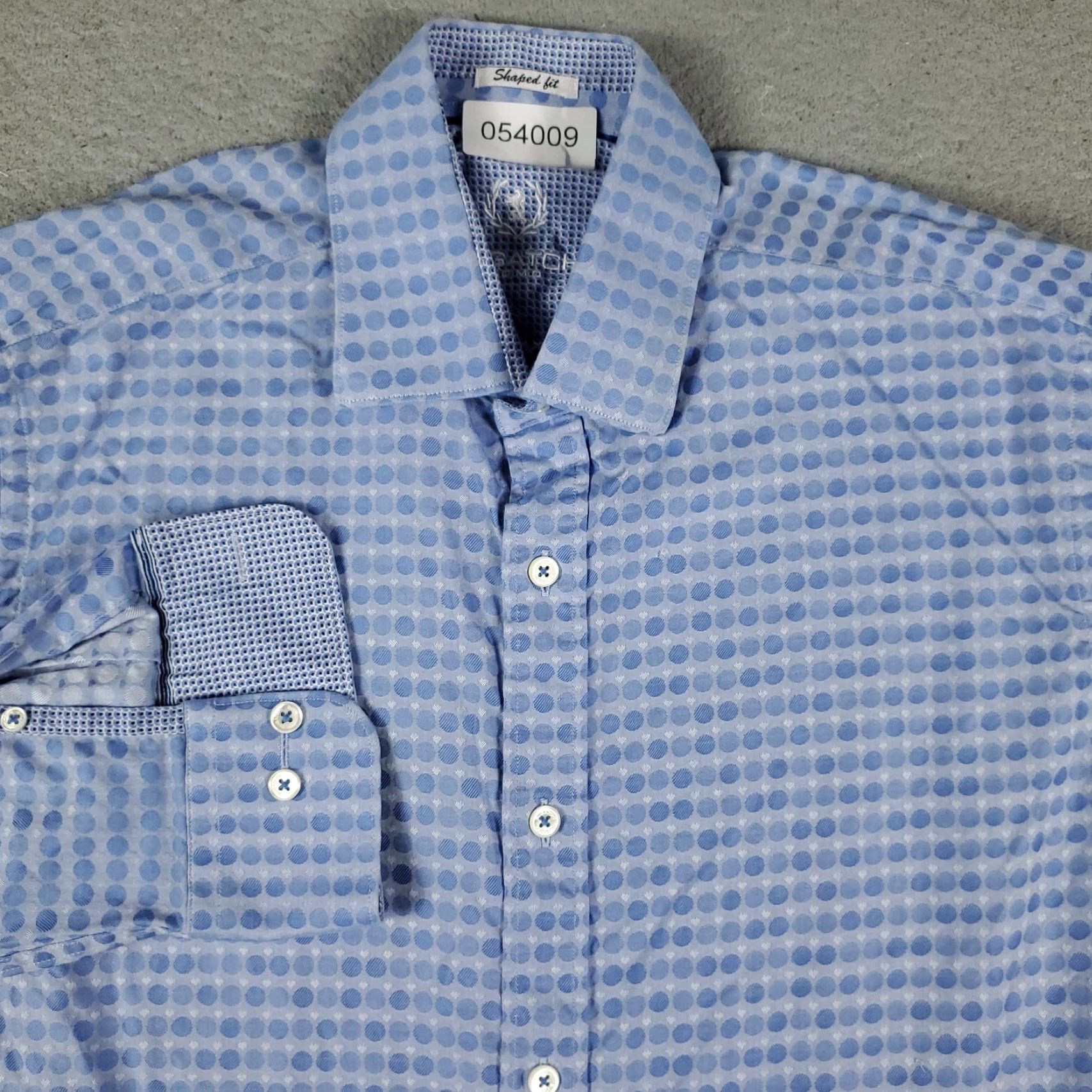 BUGATCHI BUGATCHI Uomo Shirt Mens Small Blue Geometric Button-Up Long Sleeve Regular Fit Size US S / EU 44-46 / 1 - 2 Thumbnail