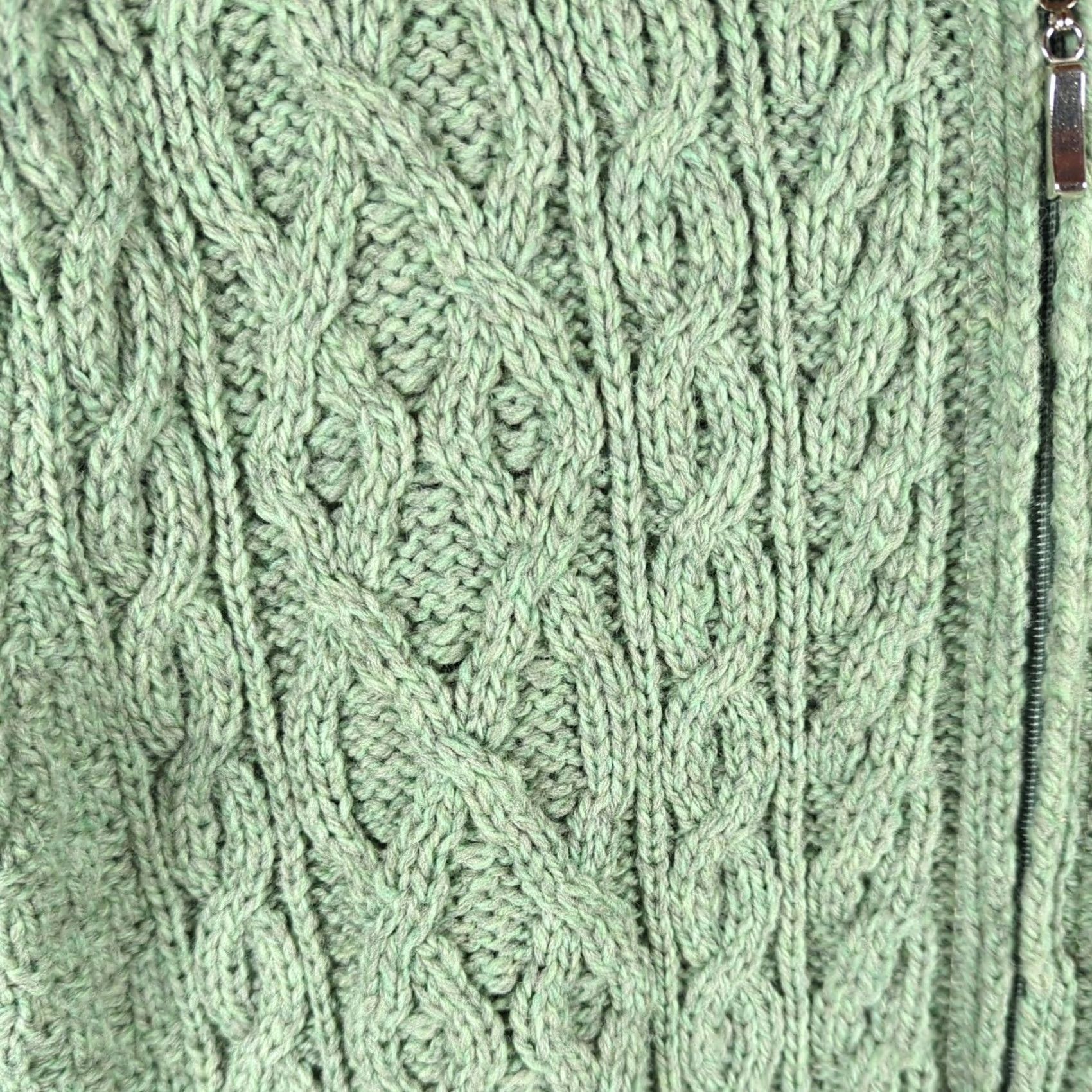 Vintage Inis Crafts Sweater Womens S Cable-Knit Merino Wool Full Zip Green Size S / US 4 / IT 40 - 2 Thumbnail