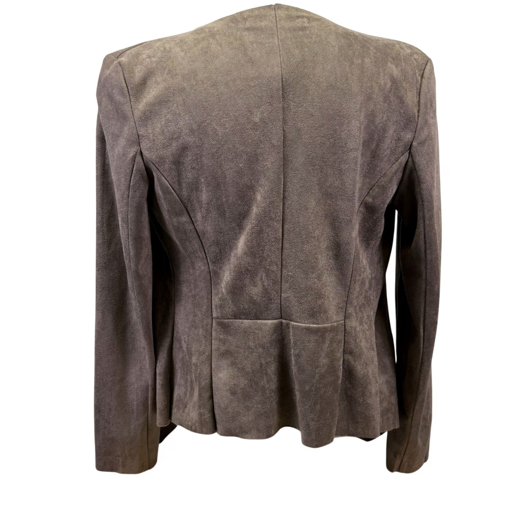 Vintage DO + BE Cardigan Brown S Faux Suede Waterfall Draped Open Front High Low Size S / US 4 / IT 40 - 3 Thumbnail