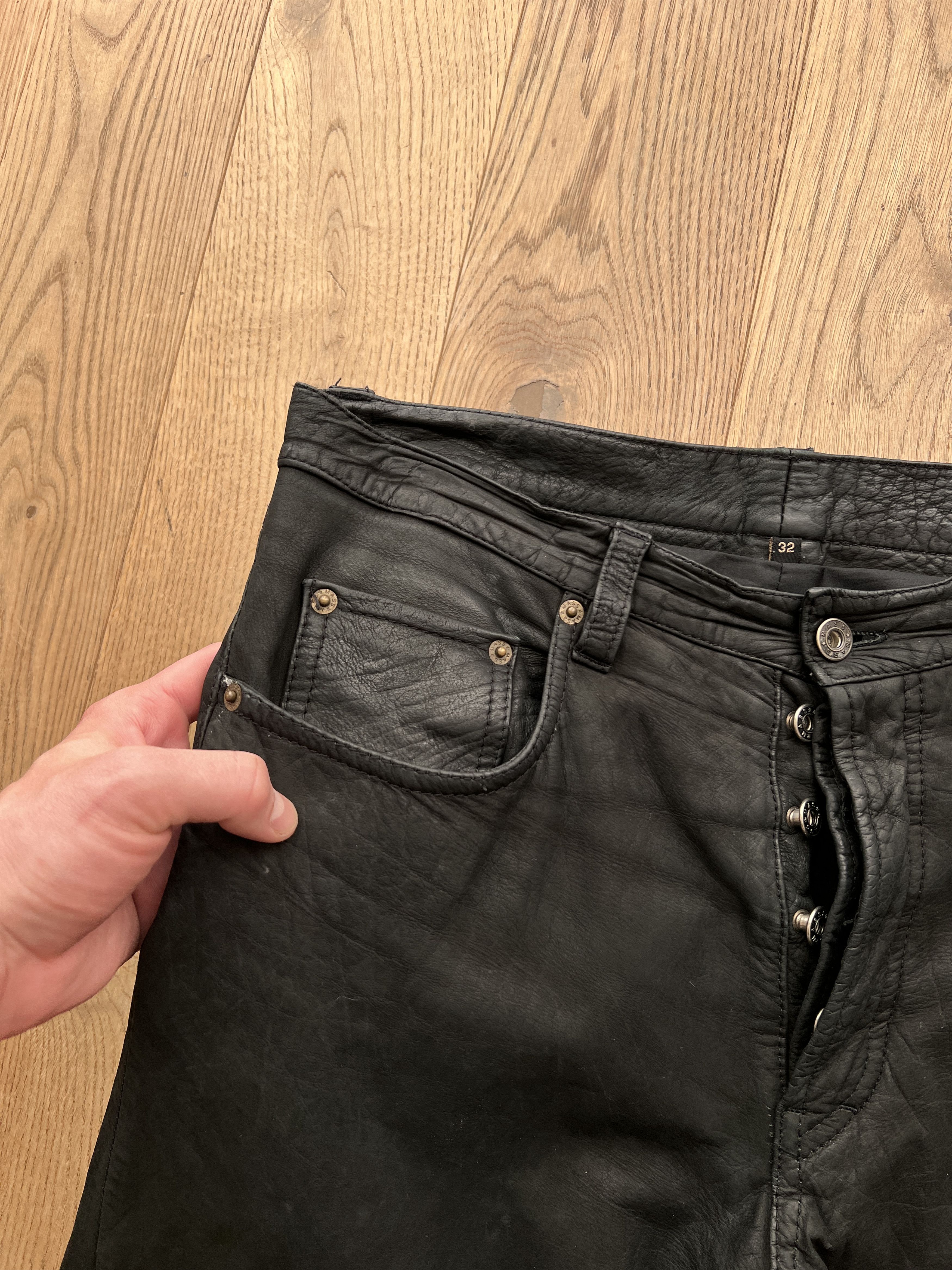 If Six Was Nine Crazy! Vintage real soft leather pants true faded y2k racing Size US 31 - 10 Thumbnail
