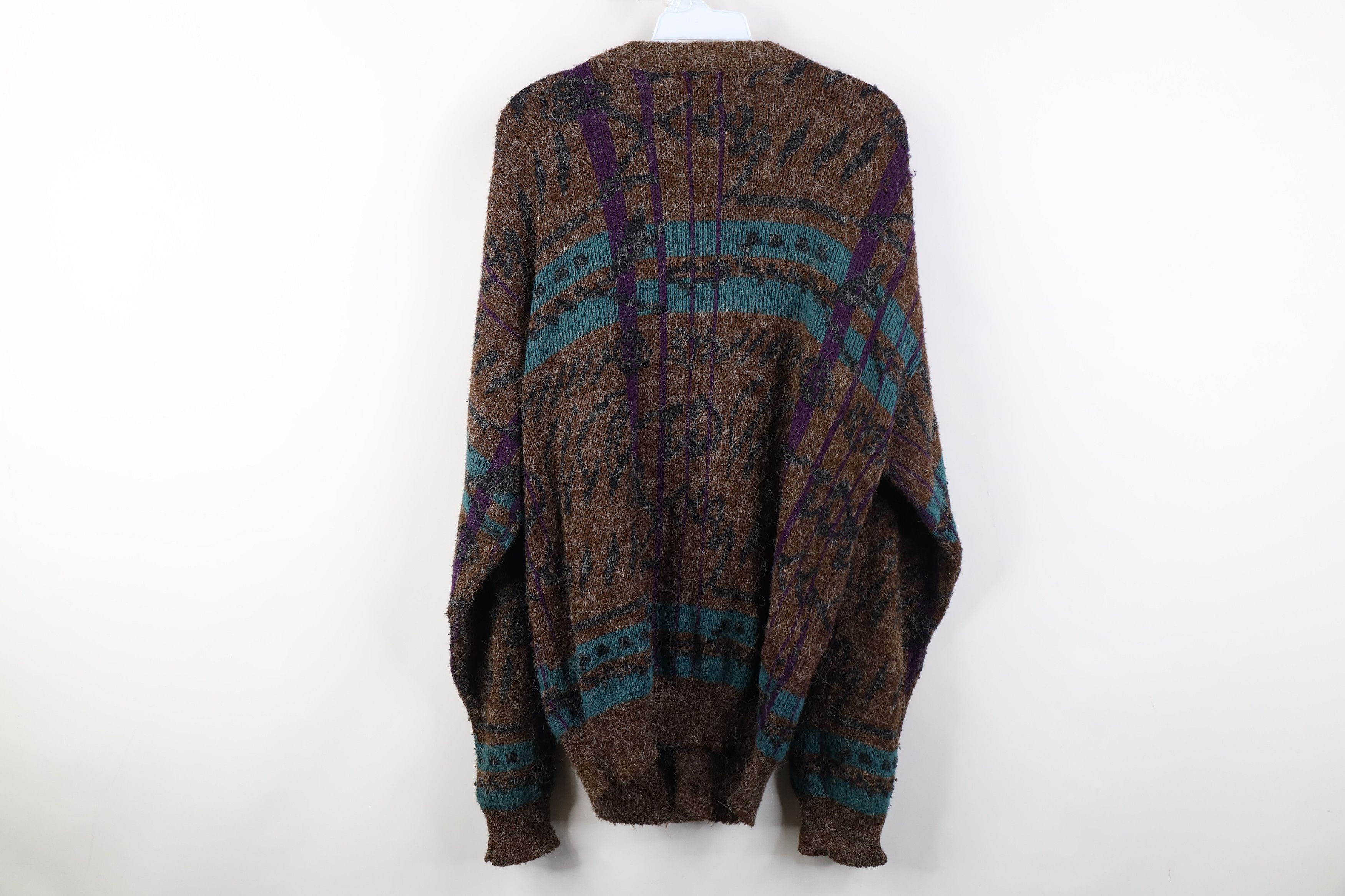 Vintage Vintage 90s Streetwear Geometric Knit Cardigan Sweater USA Size US L / EU 52-54 / 3 - 11 Thumbnail