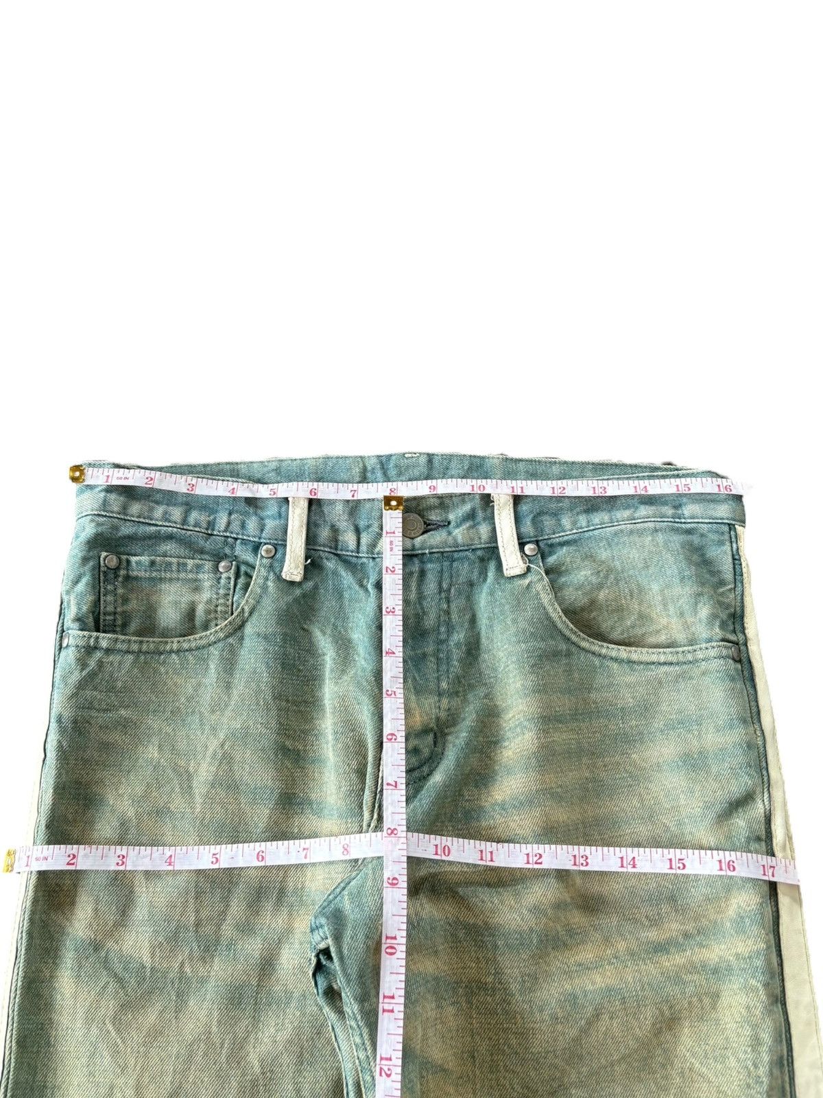 ABAHOUSE VTG Y2K Abahouse Super Mud Wash Striped Loose Jeans Size 33" - 10 Thumbnail