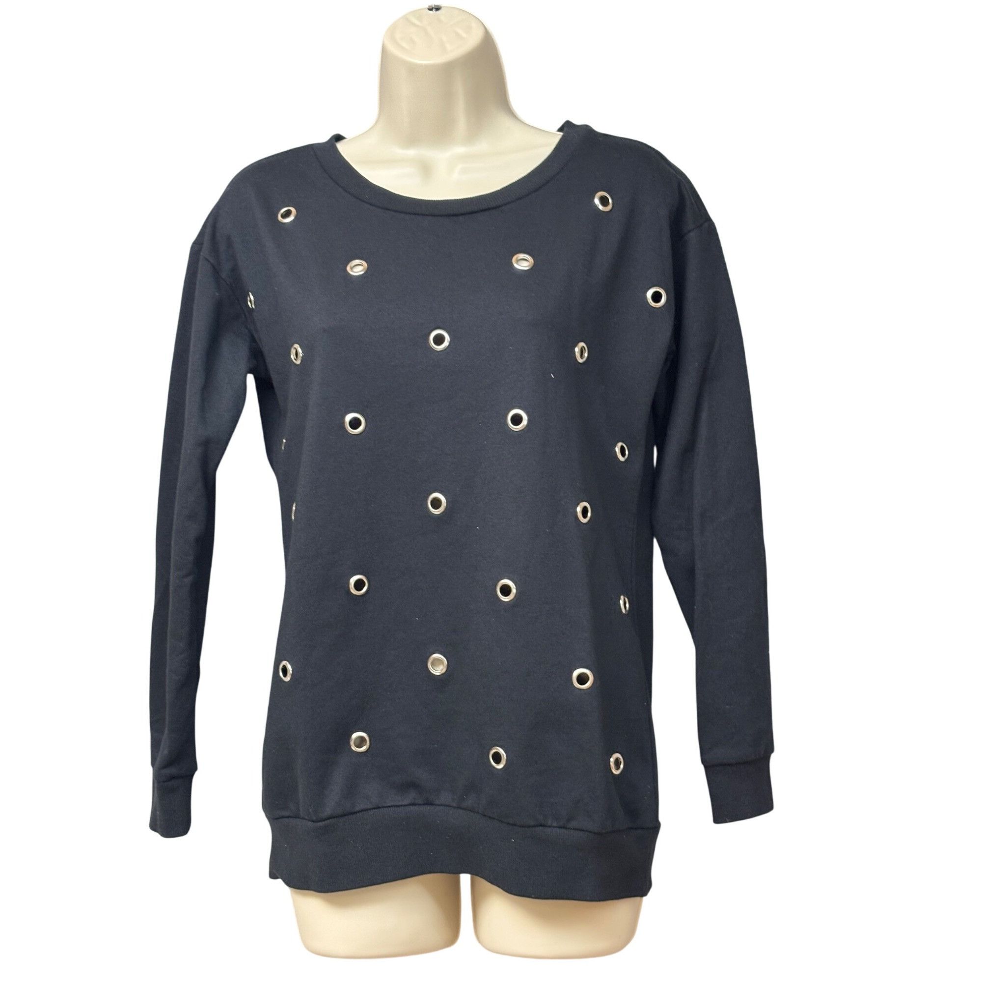 Other Ultra Flirt Grommet Embellished Sweatshirt, Black, XS Size XS / US 0-2 / IT 36-38 - 1 Thumbnail