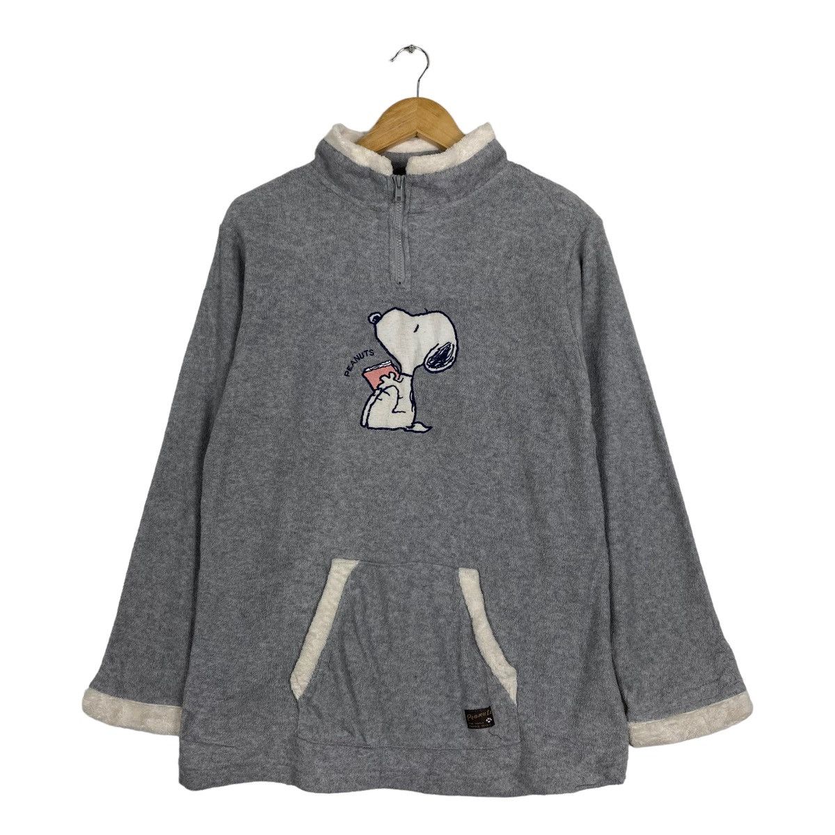 image of Disney x Peanuts Co Peanuts Big Logo Crewneck Fleece in Grey, Men's (Size Medium)