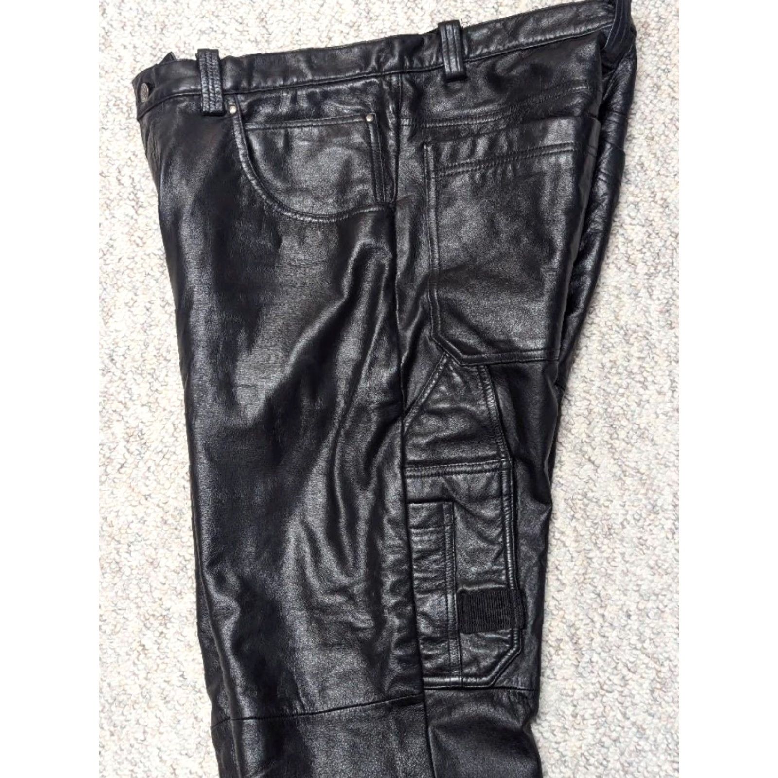 Vintage VINTAGE Wilsons Leather Pants 36x32 Black 1990s Y2K Cargo Jeans Motorcycle Relaxed Straight Mens Pants Leather Cargo Pocket Jeans Size US 36 / EU 52 - 8 Thumbnail