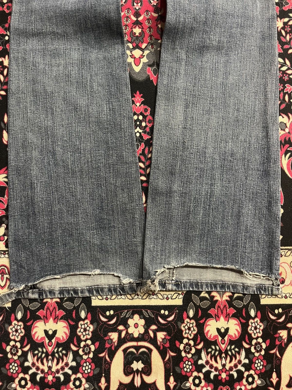 If Six Was Nine ⚡️Flare⚡️Vintage Japanese Blue Washed Bush Pant Frayed Jeans Size US 28 / EU 44 - 11 Thumbnail