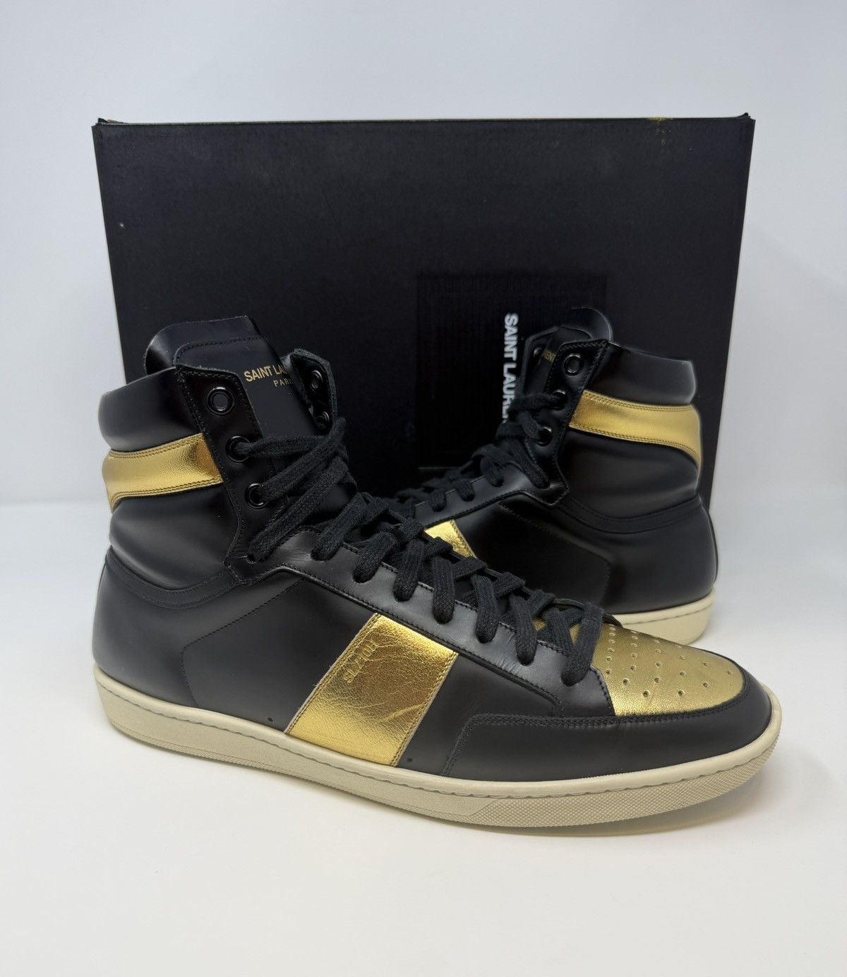 Yves Saint Laurent Saint Laurent SL-10 High Court Classic Sneaker Black/Gold Size US 10 / EU 43 - 1 Thumbnail