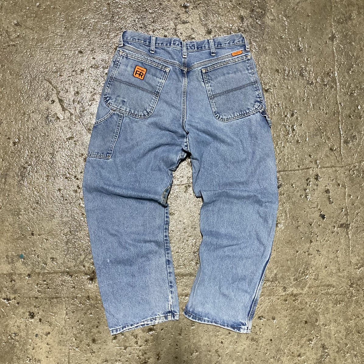 Pre-owned Carhartt X Vintage Crazy Thrashed Carhartt Style Skater Jeans Baggy Skater In Blue