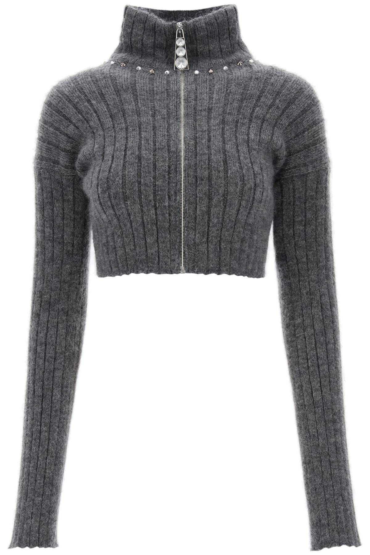 Alessandra Rich ALESSANDRA RICH Cropped Cardigan With Zipper And Appliques Size S / US 4 / IT 40 - 1 Thumbnail
