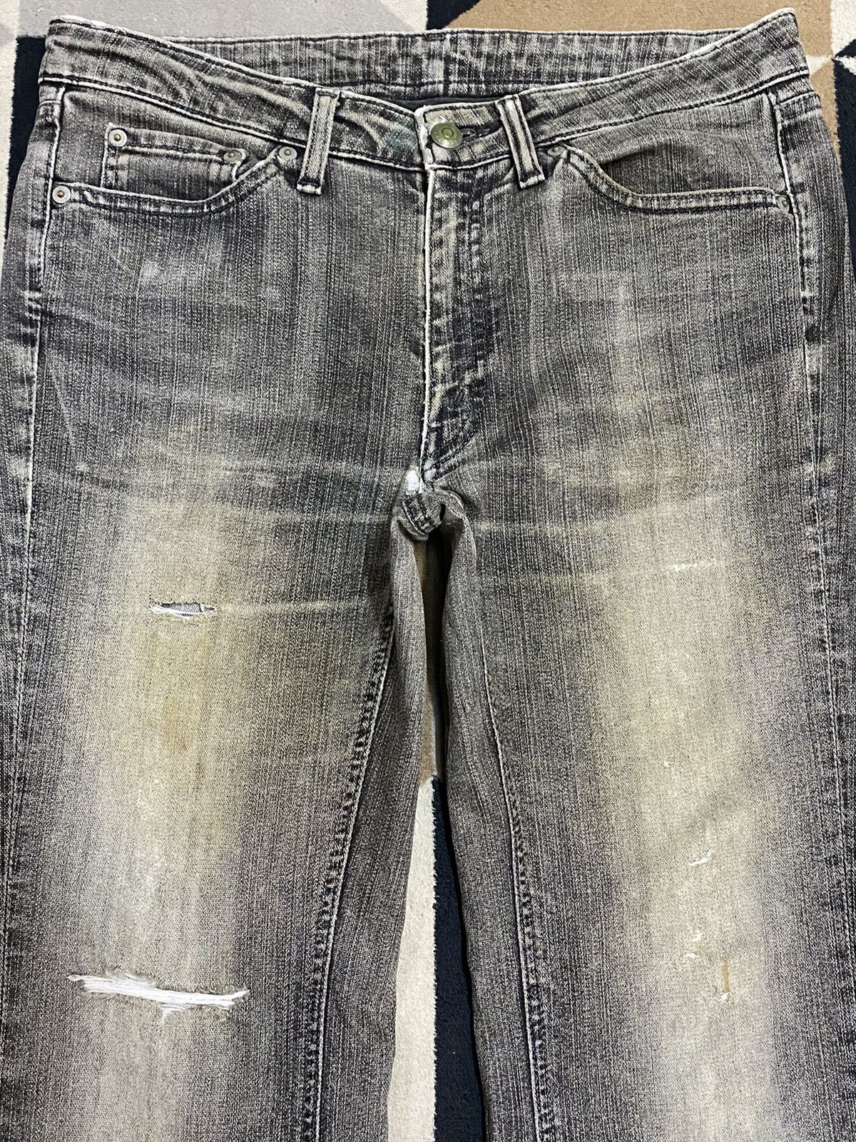 Hypebeast Vintage Japanese Brands Black Denim Distressed Flare Jeans Size US 32 / EU 48 - 3 Thumbnail