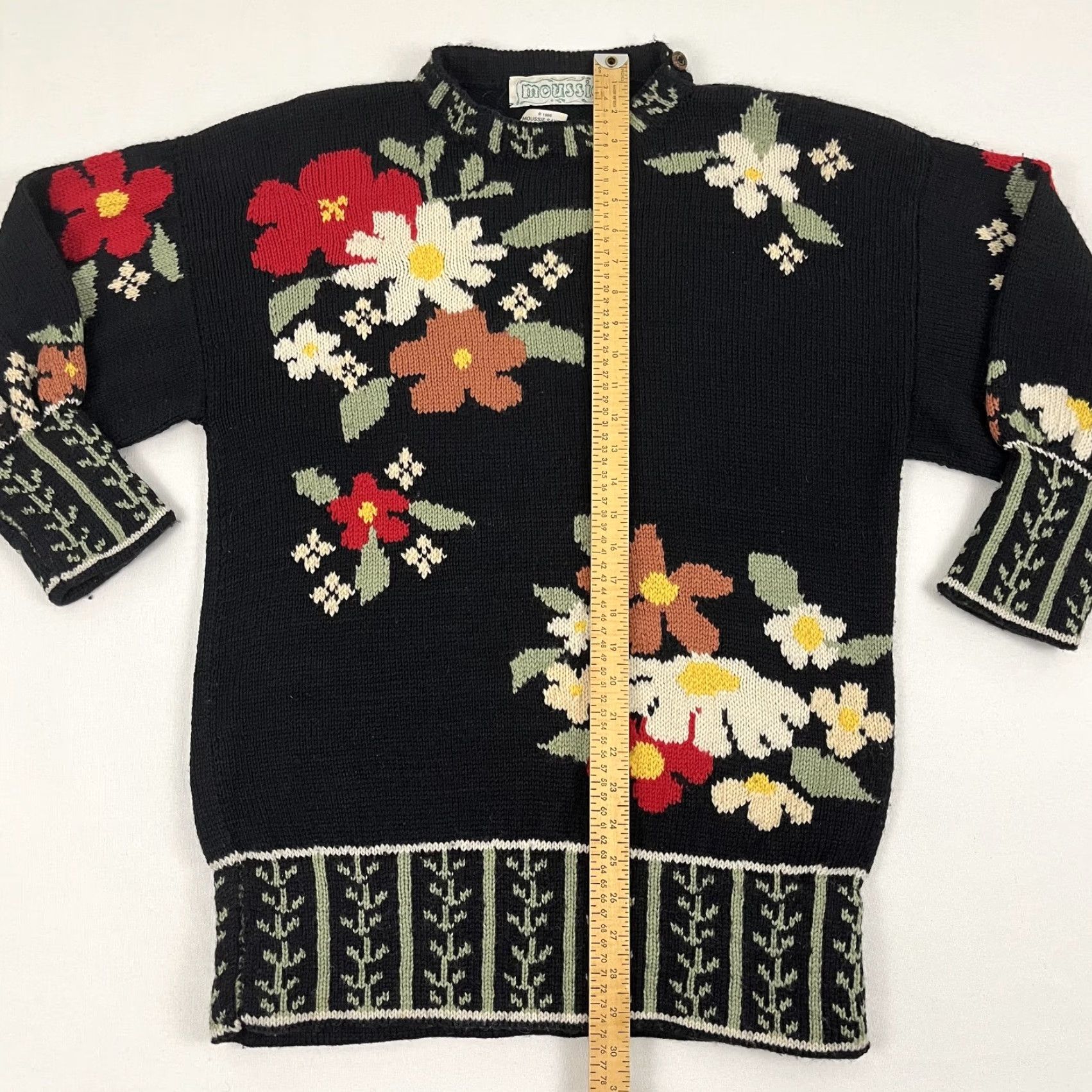 Vintage VINTAGE Moussie Sayers Sweater Women M / L Black Floral Wool Jumper England Boho Size M / US 6-8 / IT 42-44 - 5 Thumbnail