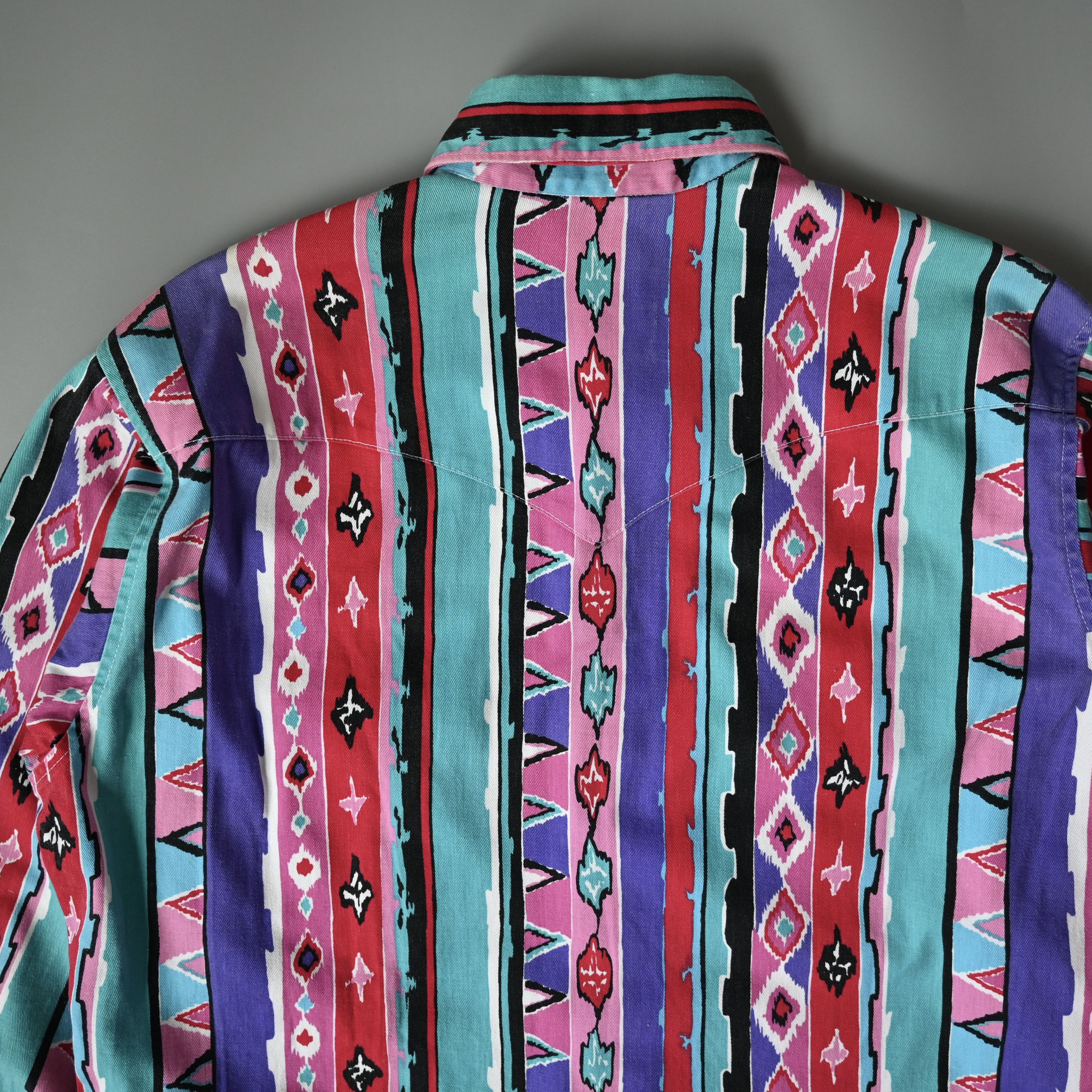Vintage VTG Wrangler Aztec Navajo multi striped cotton western shirt Size US L / EU 52-54 / 3 - 3 Thumbnail