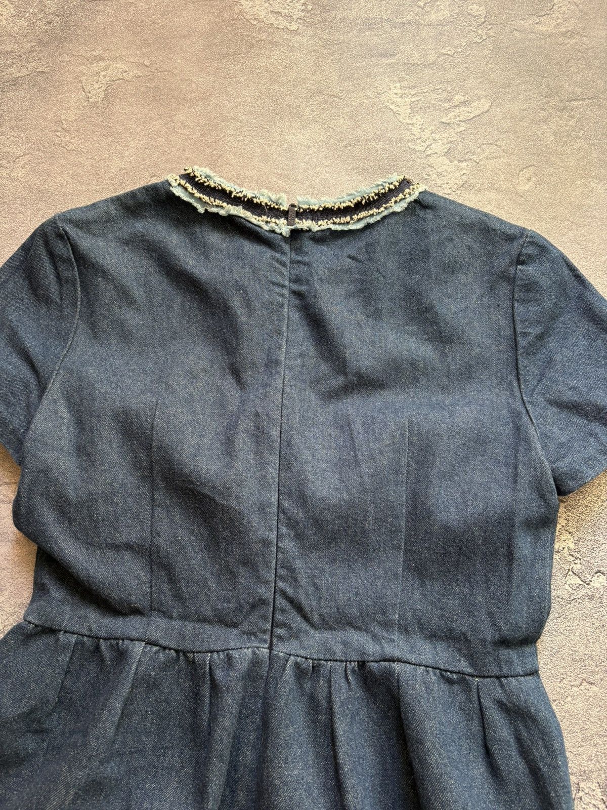 Miss Sixty Crazy 00s Miss Sixty Y2K Distressed Rhinestones Denim Dress Size L / US 10 / IT 46 - 6 Thumbnail