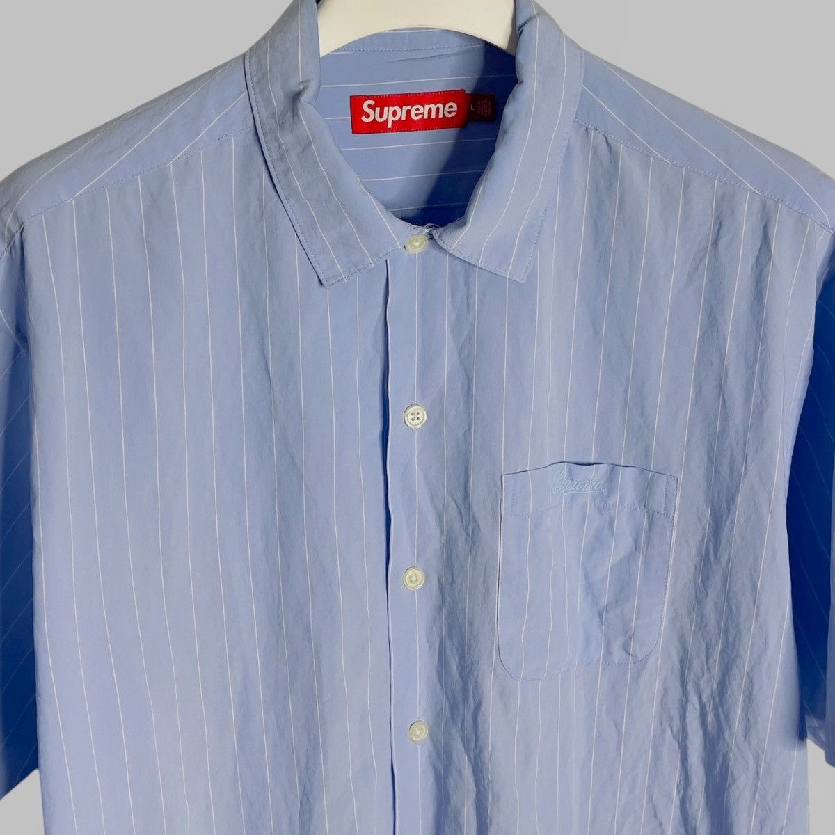 Supreme SUPREME STRIPED PAJAMA BLUE SHIRT SIZE L Size US L / EU 52-54 / 3 - 3 Thumbnail
