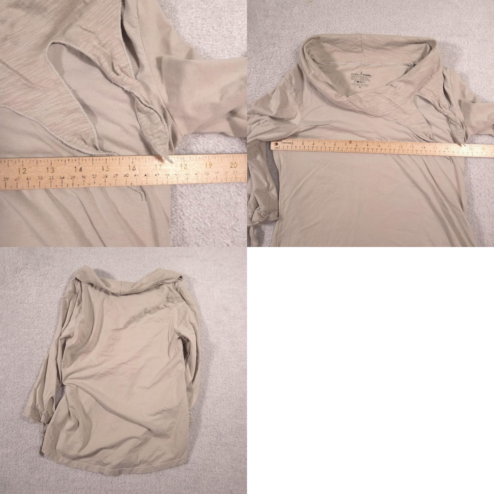 Vintage Neon Buddha Shirt Womens M Beige Cowl Neck 3/4 Sleeve Tunic Top Stretch Size M / US 6-8 / IT 42-44 - 8 Thumbnail