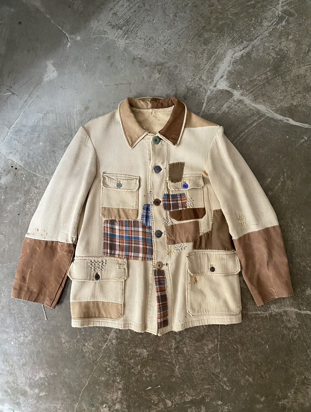 Vintage Vintage 1950s French Hunting Jacket Remake Patchwork Kapital Size US M / EU 48-50 / 2 - 1 Thumbnail