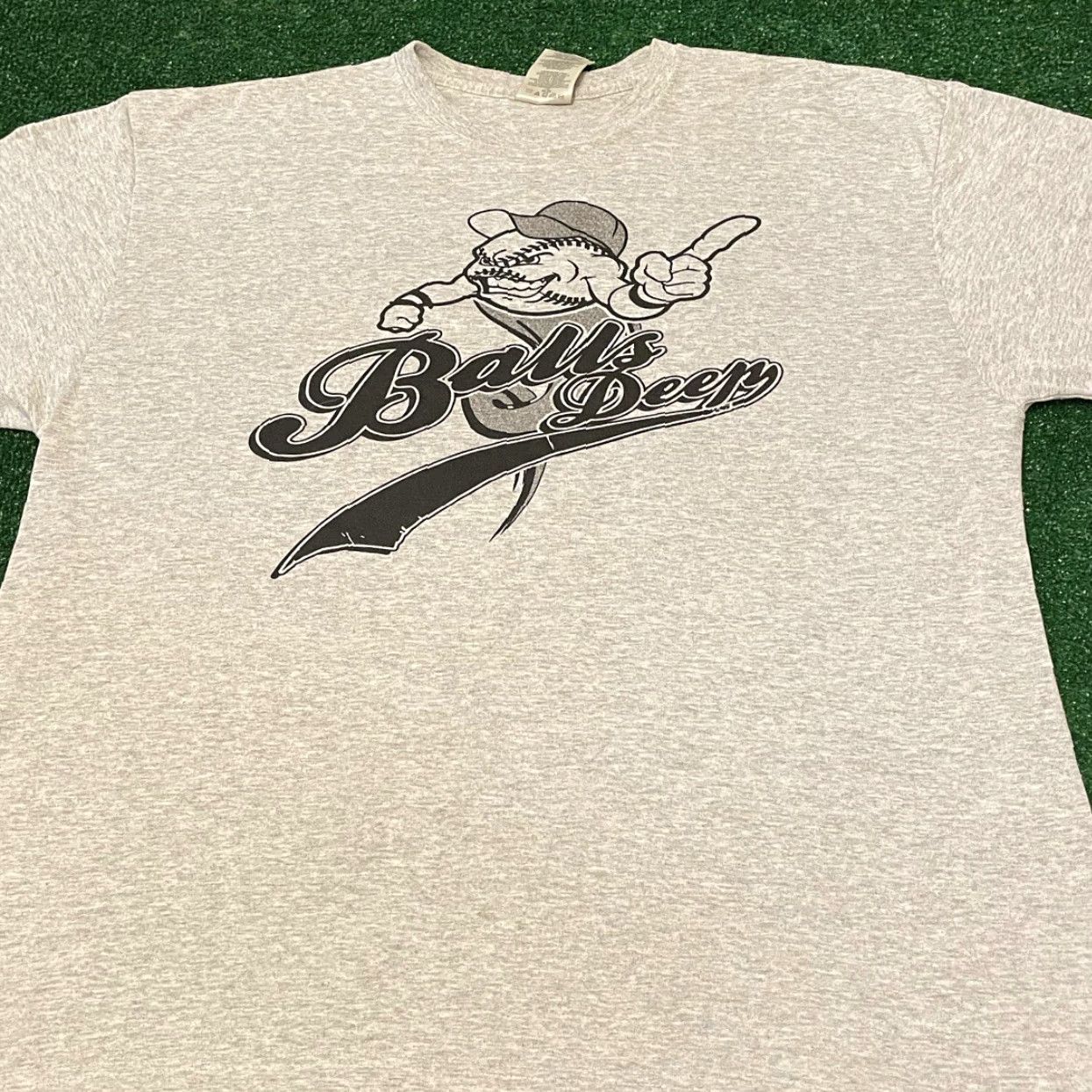 Vintage VINTAGE 90s Balls Deep Rap Tee Baseball Humor Parody Shirt Mens XL Gray Shirt Size US XL / EU 56 / 4 - 4 Thumbnail