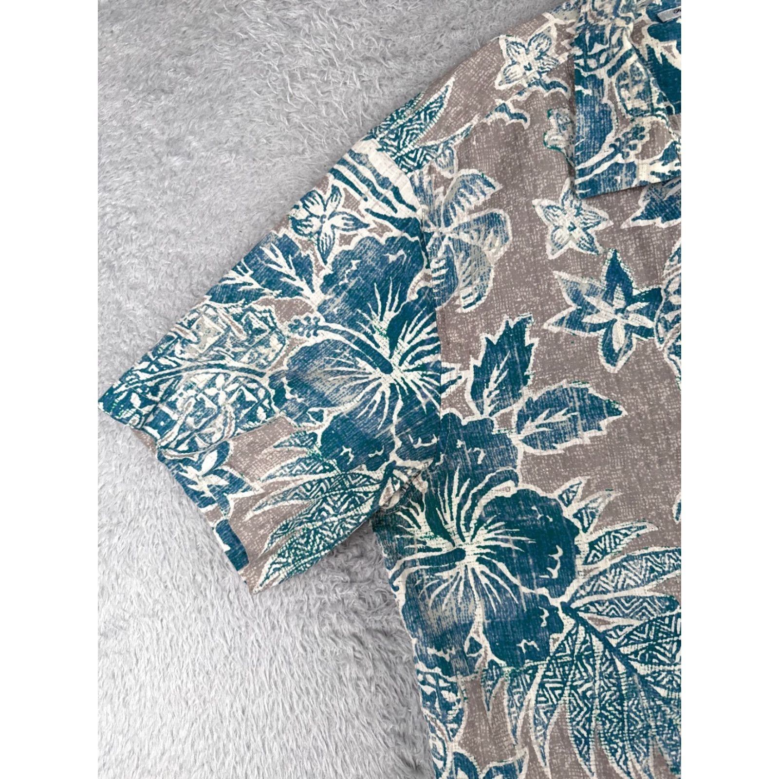 Tommy Bahama Tommy Bahama Shirt Men Large Gray Blue Floral Palm Hawaiian 100% Silk Size US XXL / EU 58 / 5 - 3 Thumbnail