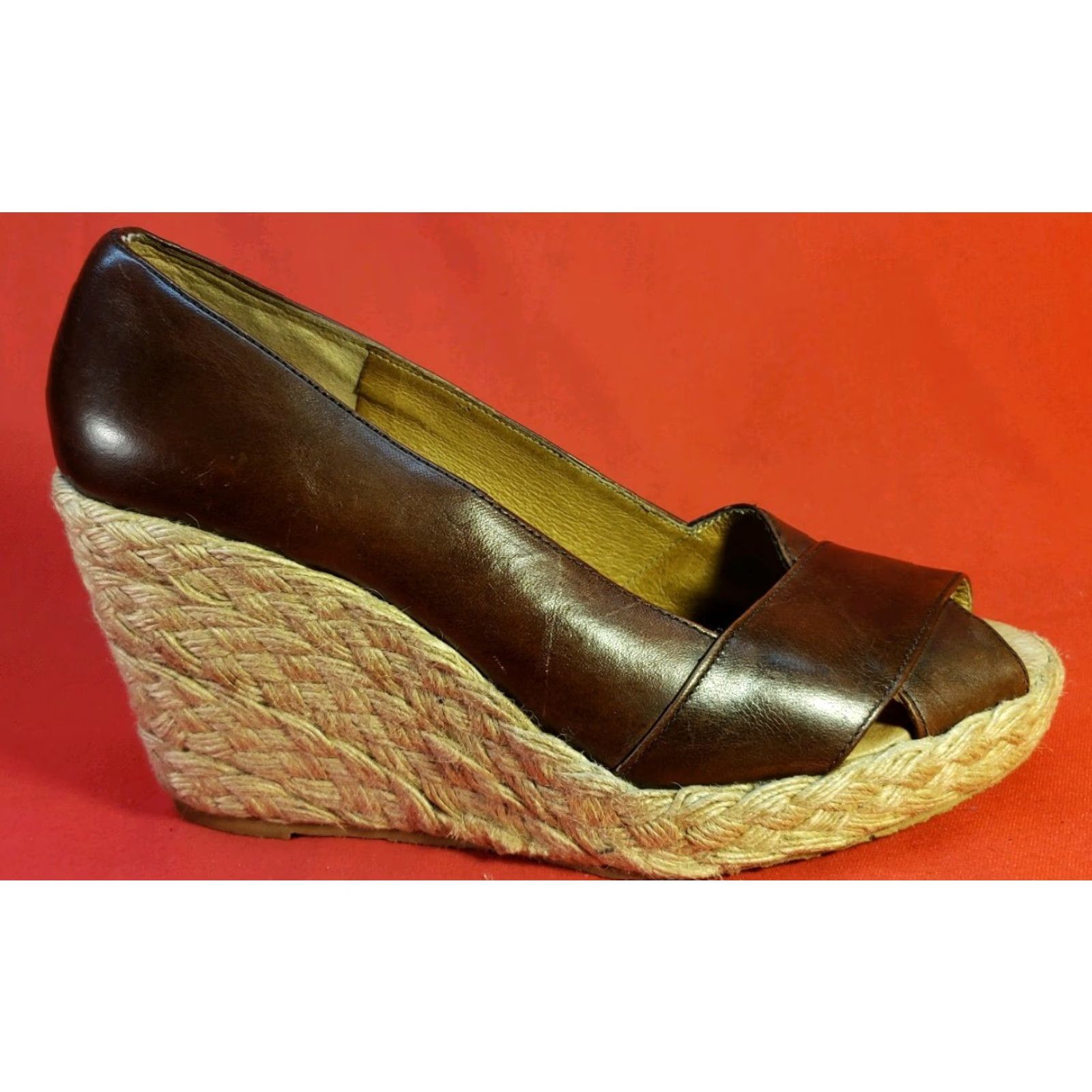 Michael Kors Michael Kors Espadrille Wedge Sandal Women's Size 8.5M Brown Leather Open Toe Wedge Heel Platform 1.5 in Shoes Mens Women Size US 9 / IT 39 - 3 Thumbnail