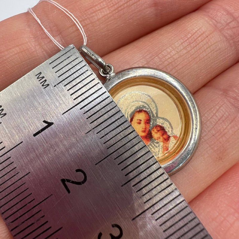 Sterling Silver Vintage Sterling Silver 925 Orthodox Icon Pendant Virgin Size ONE SIZE - 8 Thumbnail