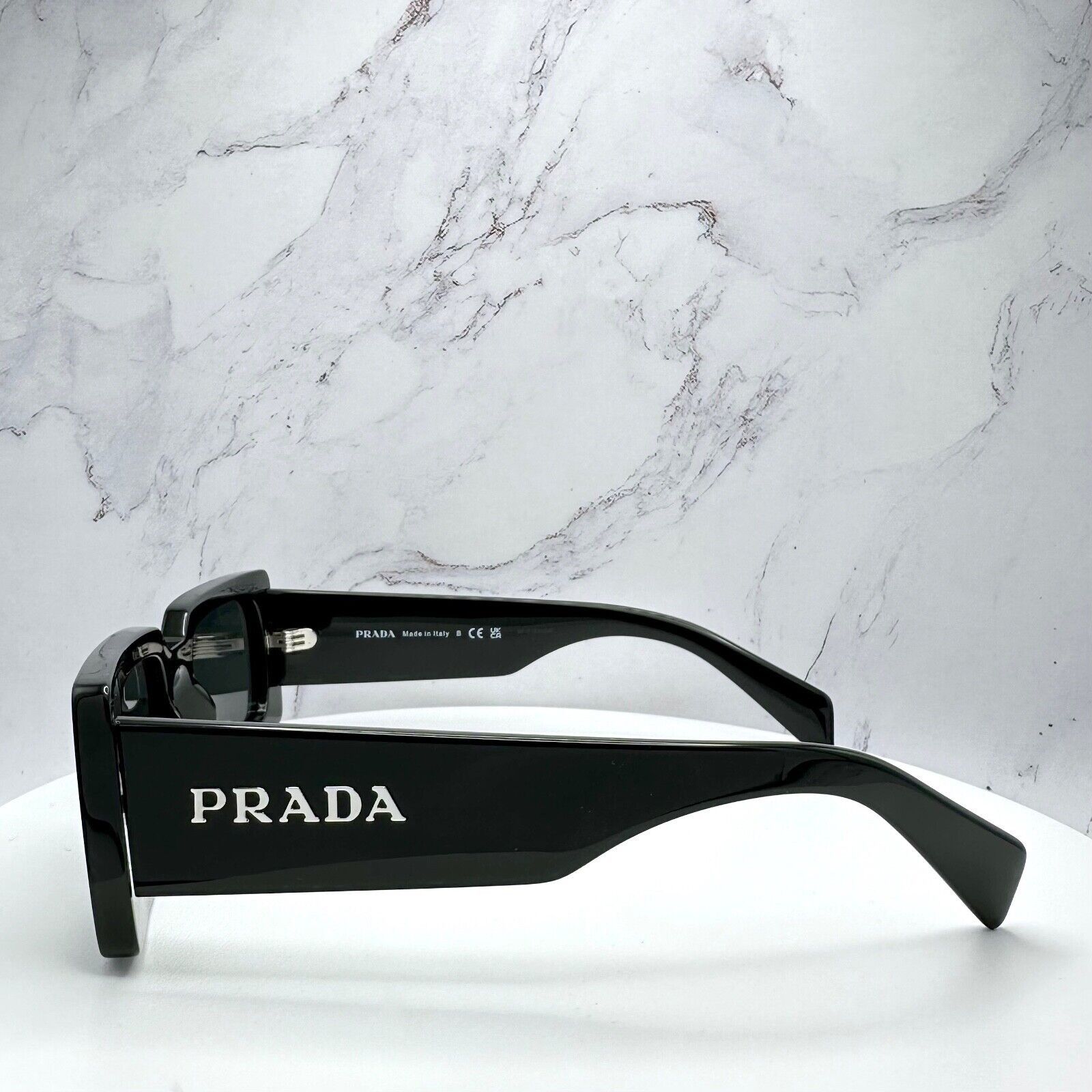 Prada New Prada Sunglasses Black Acetate Rectangle Size ONE SIZE - 5 Thumbnail