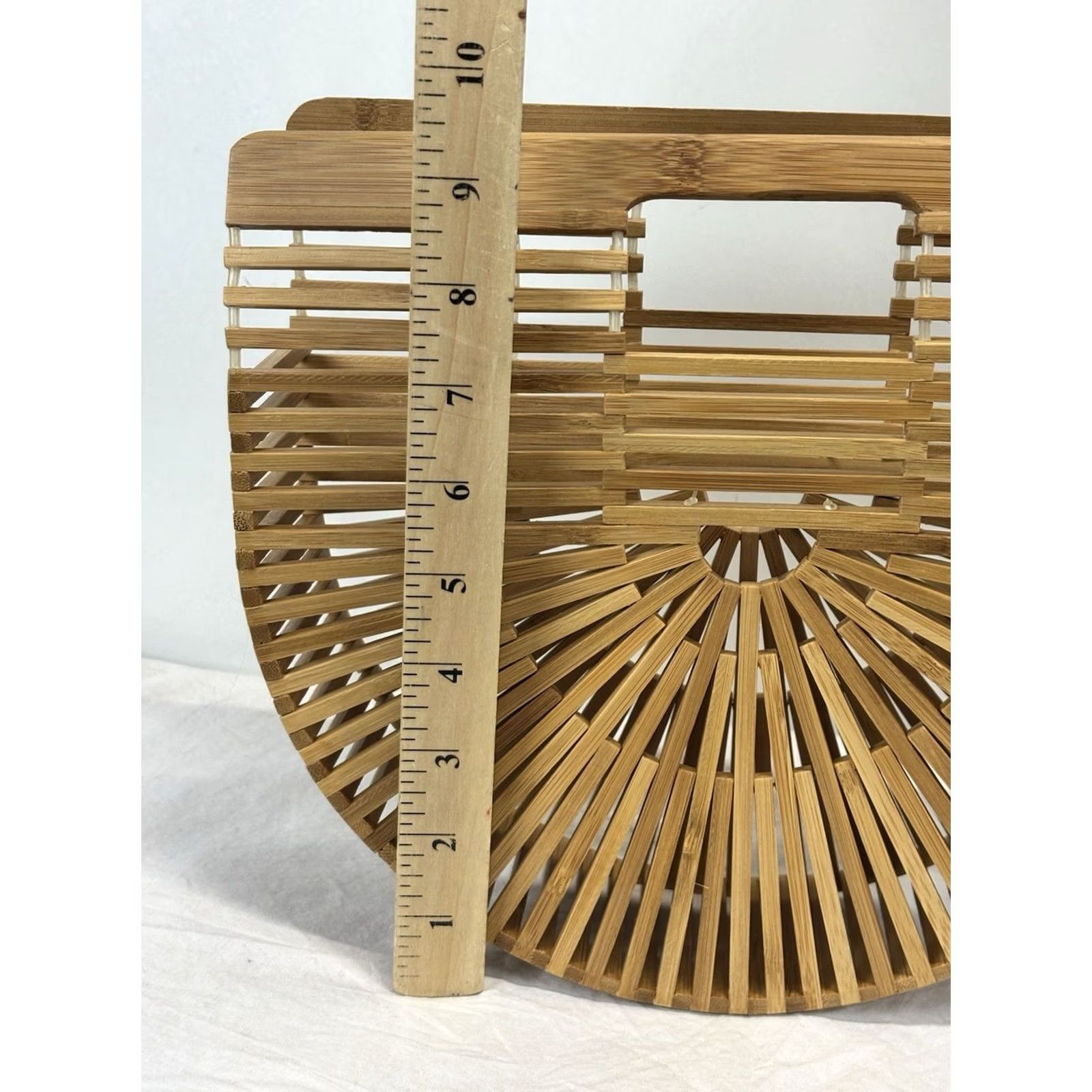 Vintage Bamboo Boho Crescent Half Moon Arc Slatted Beach Clutch Handbag Purse Bag Size ONE SIZE - 6 Thumbnail