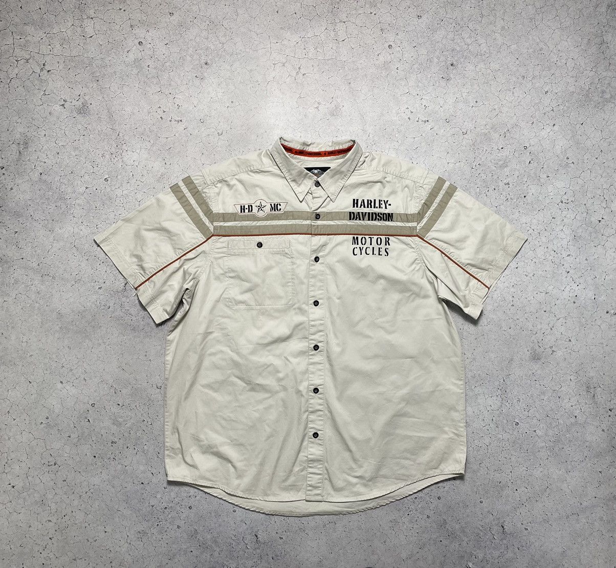 Harley Davidson Vintage Harley Davidson Short Sleeve Button Shirt Big Logo Size US XXL / EU 58 / 5 - 2 Thumbnail