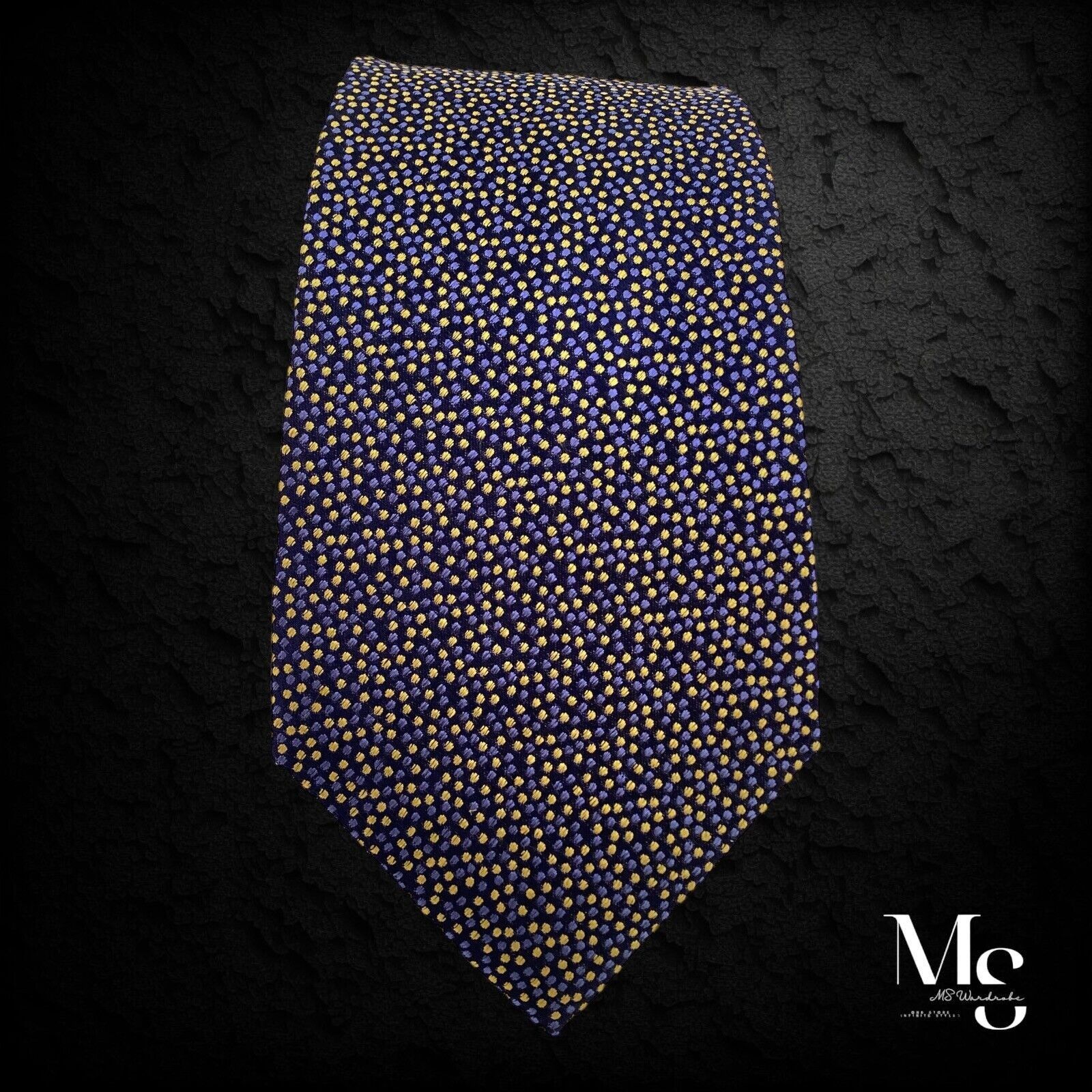 Charles Tyrwhitt CHARLES TYRWHITT XL Blue Gold Geometric Luxury Silk Tie W: 3 Size ONE SIZE - 5 Thumbnail