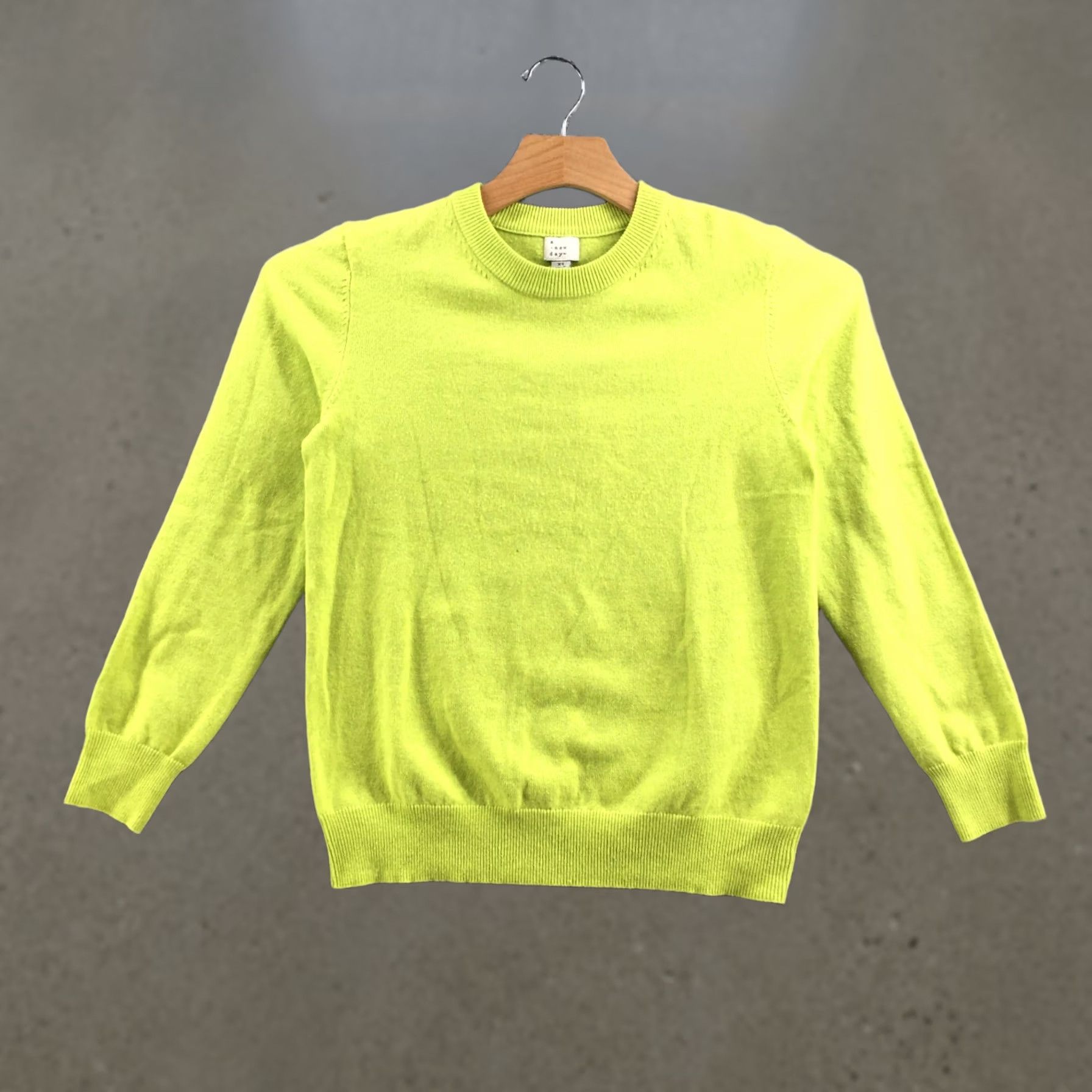Vintage A New Day Sweater Womens XS Yellow Knitted Pullover Crew Neck Long Sleeve Casual Knit Shirt Pullover Womens XS Yellow Size XS / US 0-2 / IT 36-38 - 1 Thumbnail