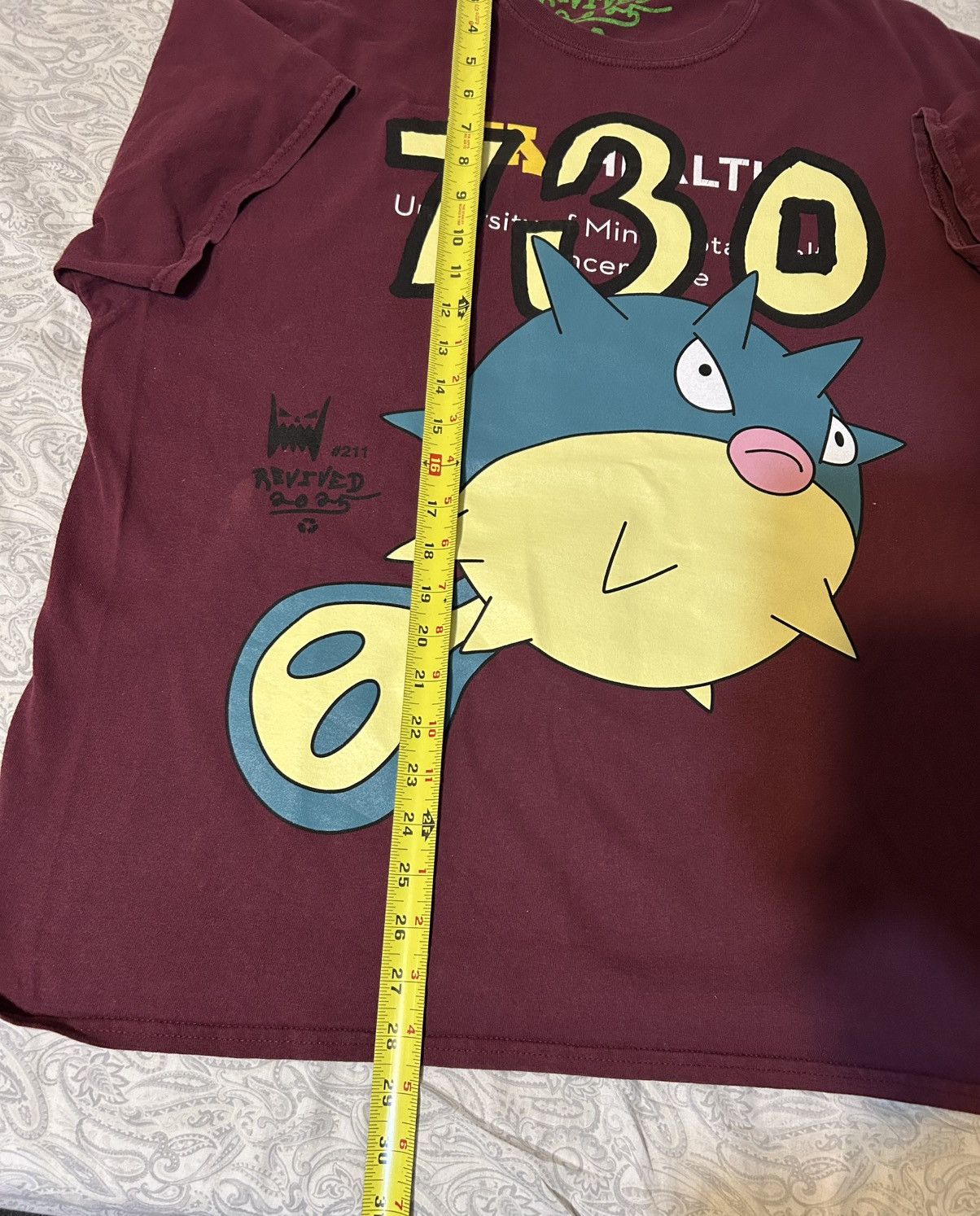 Asspizza Asspizza Gen 2 Pokemon Qwilfish Tee Shirt Burgandy XL Size US XL / EU 56 / 4 - 6 Thumbnail