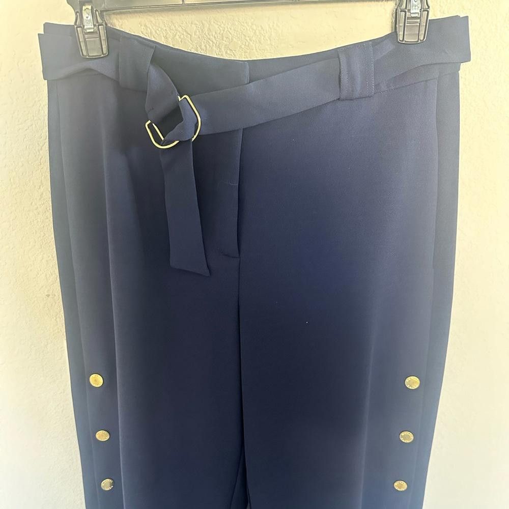 Michael Kors MICHAEL Michael Kors Side-Snap Crop Pants Navy Blue Medium Size 32" / US 10 / IT 46 - 3 Thumbnail