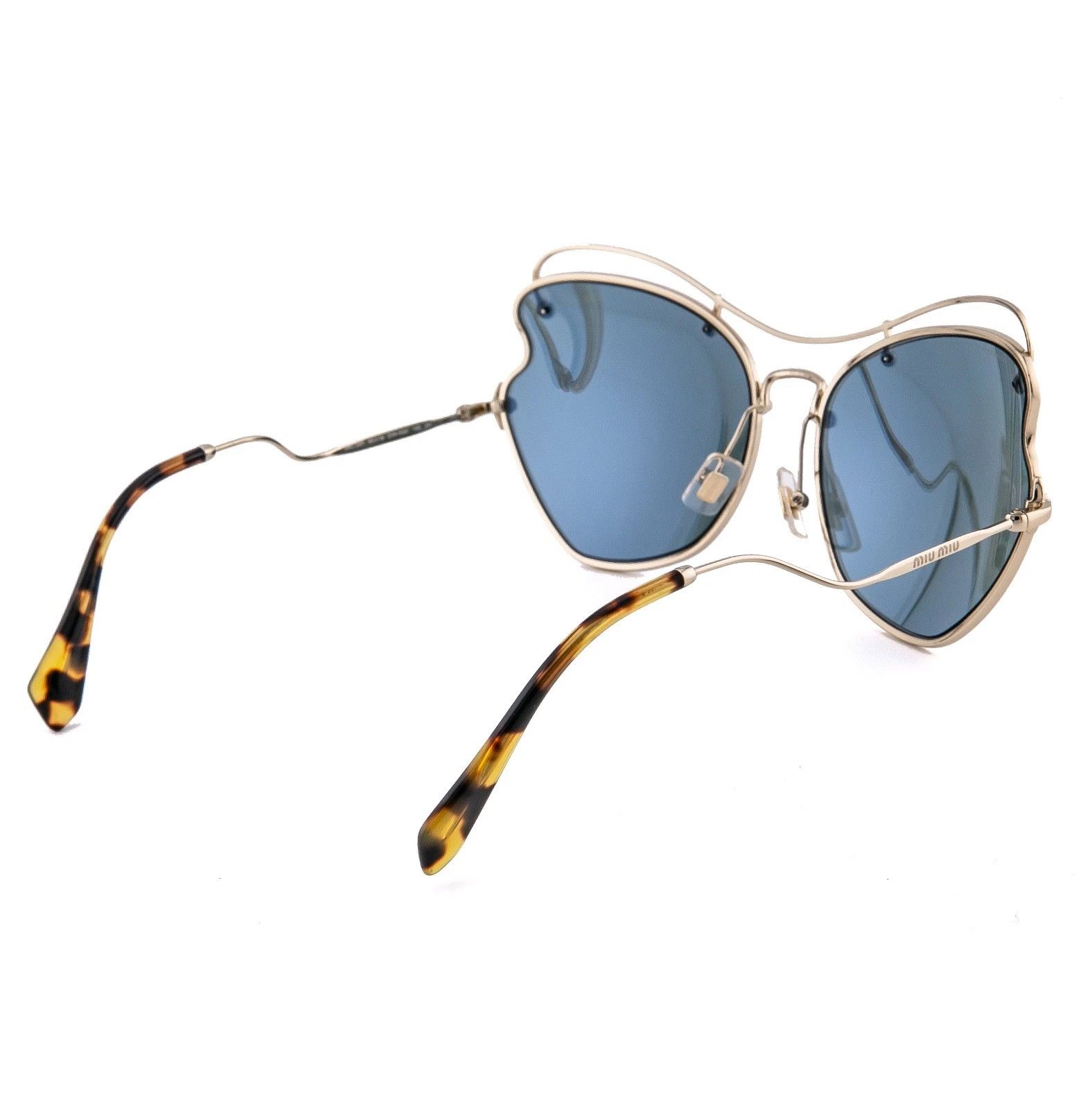 Miu Miu MIU MIU SCENIQUE MU56RS 56R Gold Blue Mirrored Metal Size ONE SIZE - 3 Thumbnail
