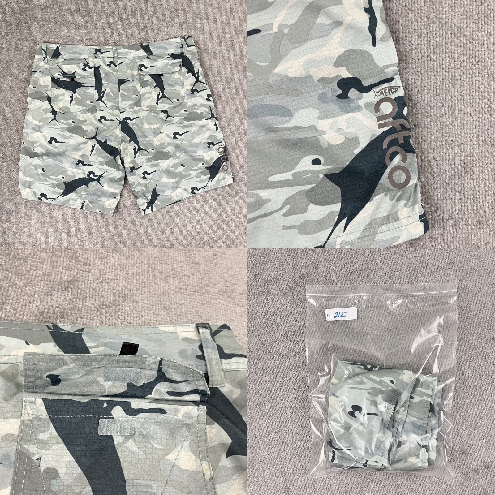 Vintage AFTCO Mens Cargo Shorts 42 Grey Camouflage Outdoor Casual Workwear Cargo Pocket 9.5" Inseam Regular Fit Mens Size US 42 / EU 58 - 8 Thumbnail