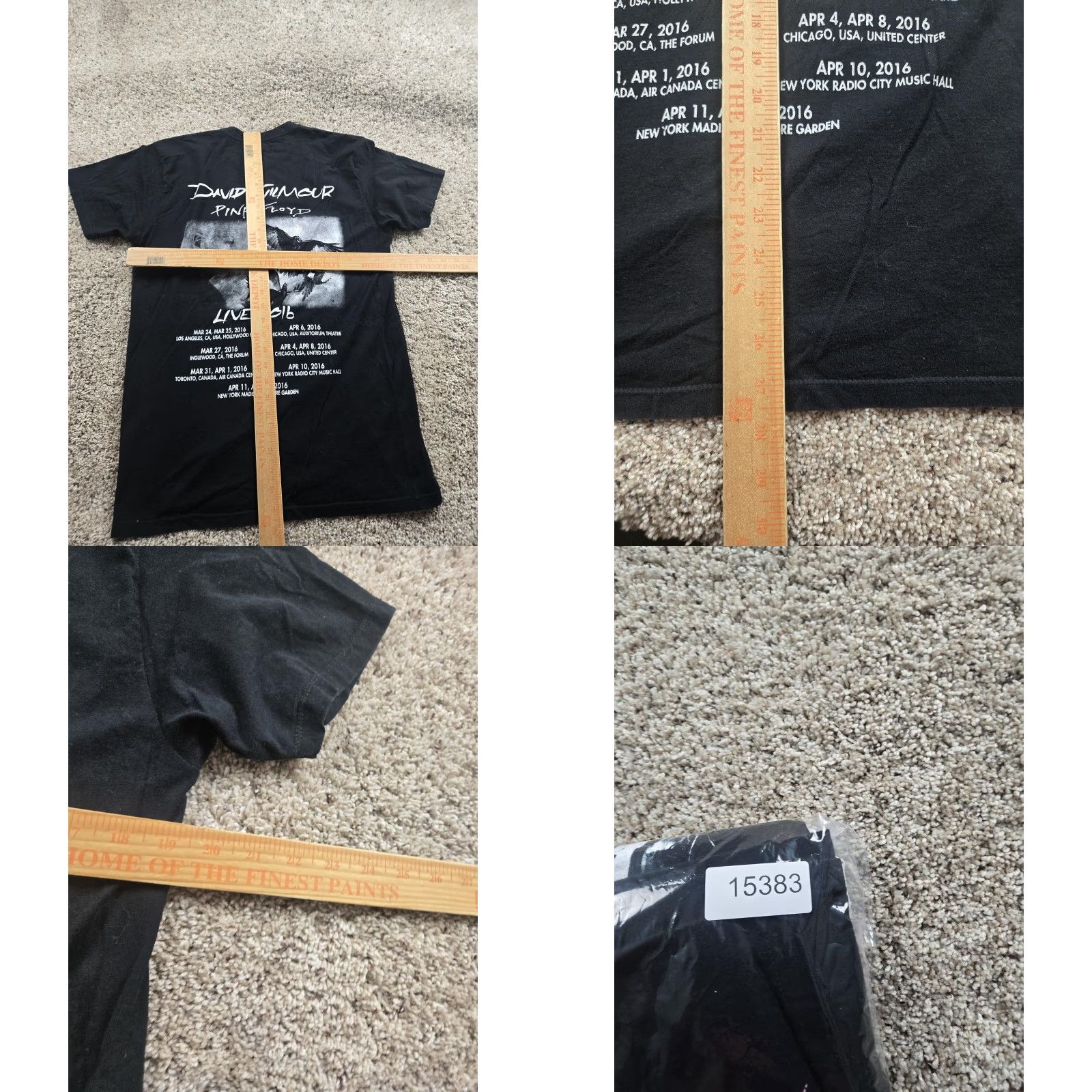 Vintage David Gilmour Pink Floyd Shirt Mens Medium Black The Wall Live 2016 Tour Concert Size US S / EU 44-46 / 1 - 8 Thumbnail