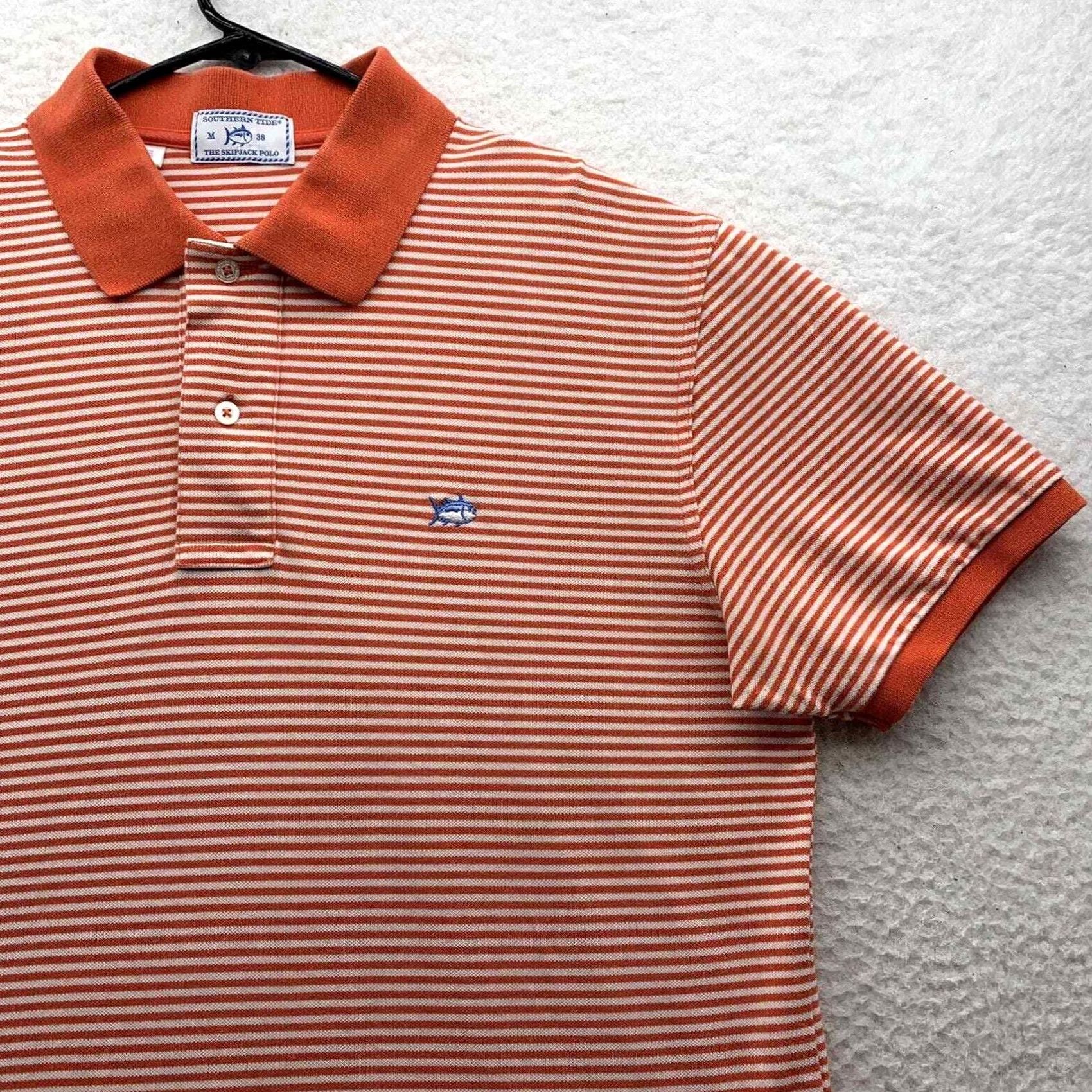 Southern Tide Southern Tide Polo Shirt Mens Medium M Skipjack Orange White Preppy Comfort Dad Size US M / EU 48-50 / 2 - 2 Thumbnail